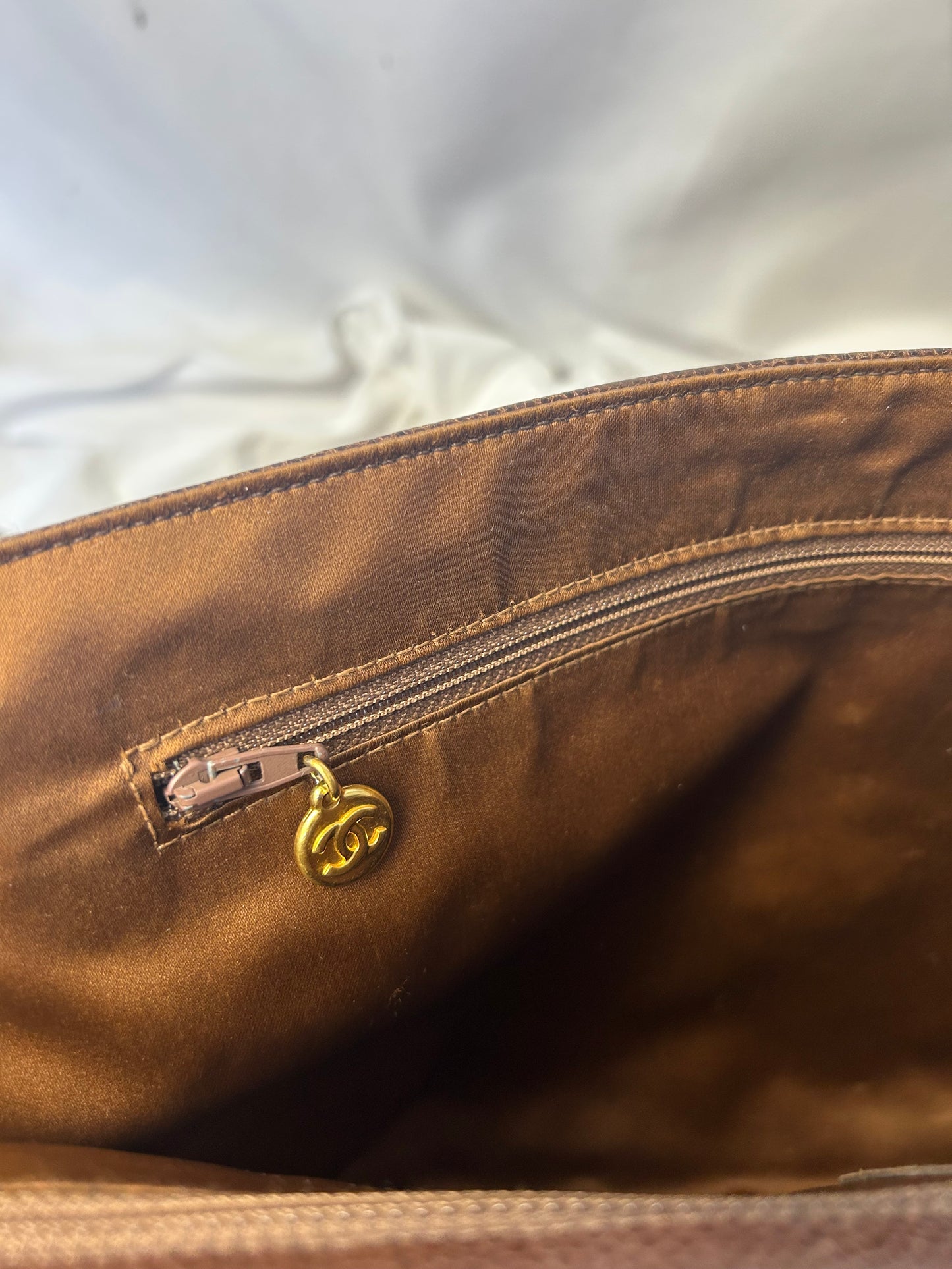 Authentic Chanel Vintage Caviar Supermodel XL Brown Flap Bag