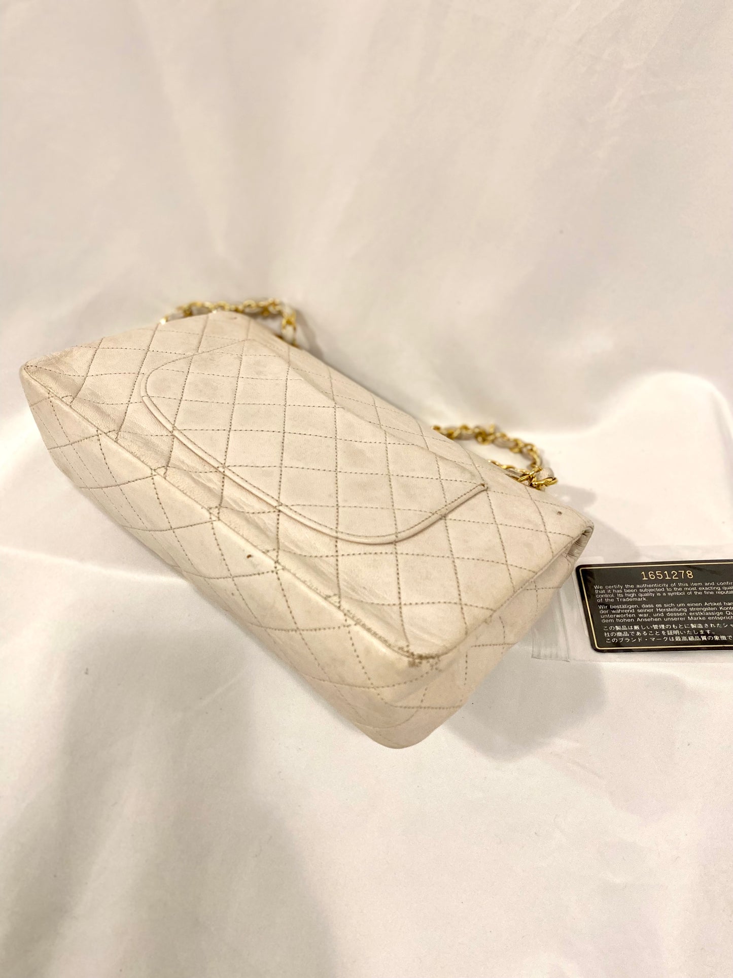 White Chanel Classic Flap Medium