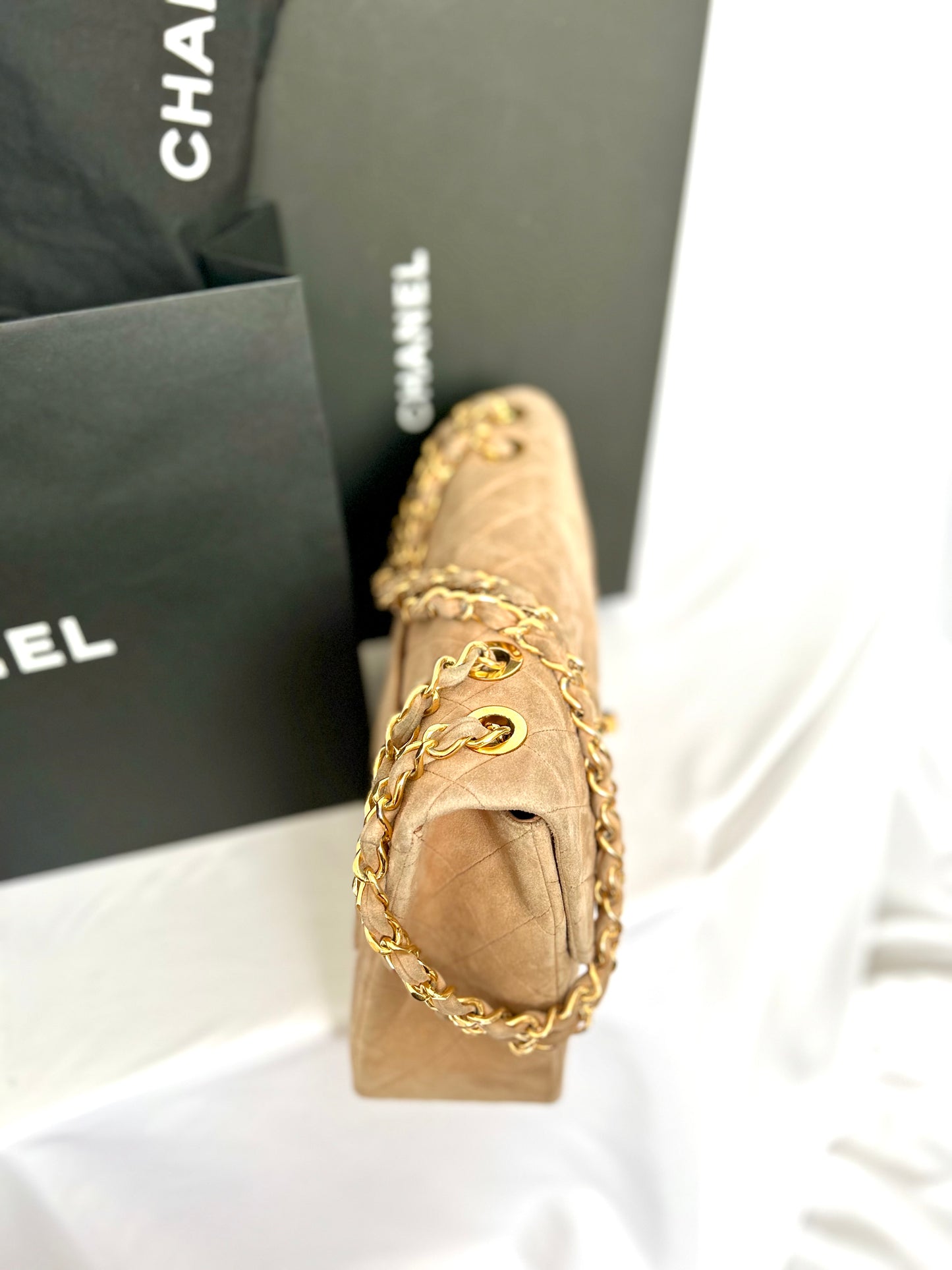Chanel Brown Suede Maxi Flap Bag