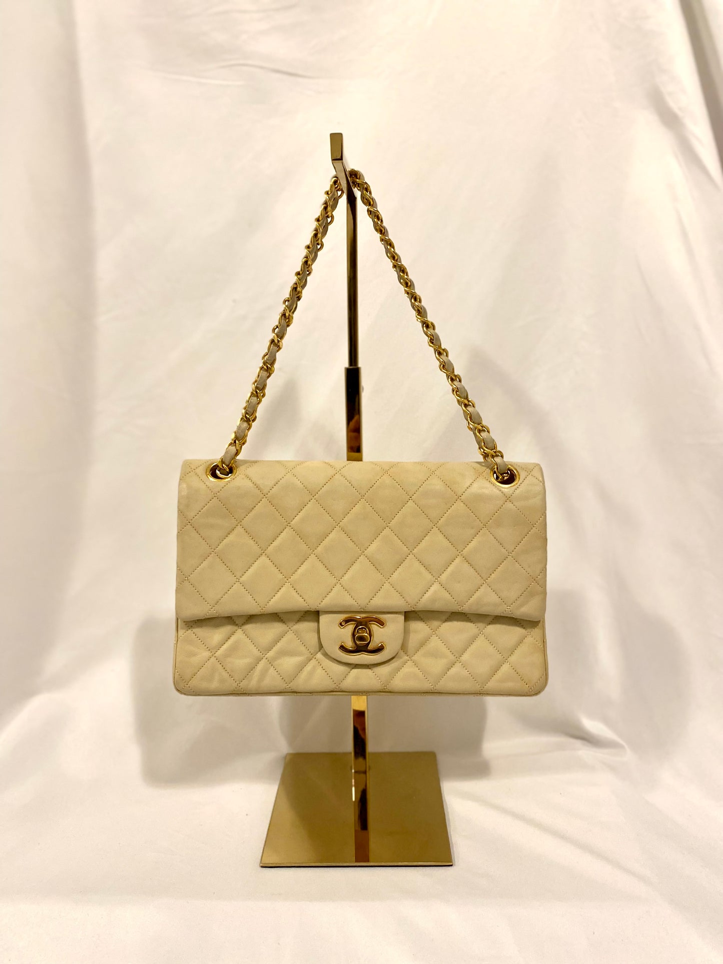 Chanel Beige Lambskin Classic Flap