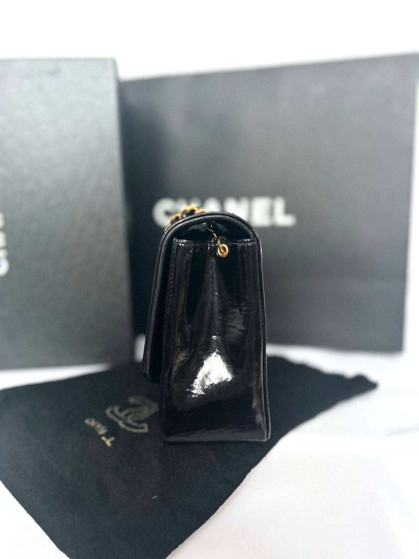 Authentic Chanel Patent Leather Diana Flap Bag