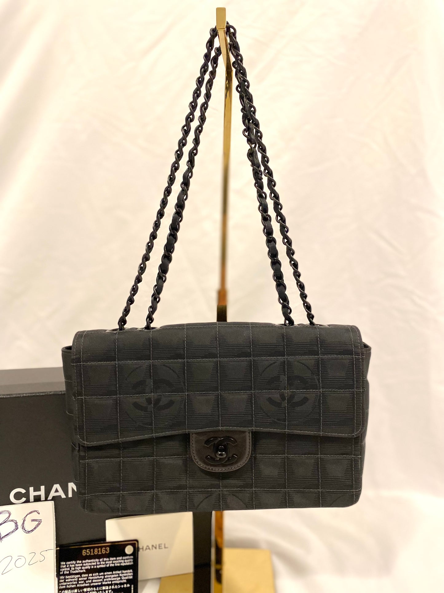 Rare Chanel Matte Black Nylon Travel Flap Bag