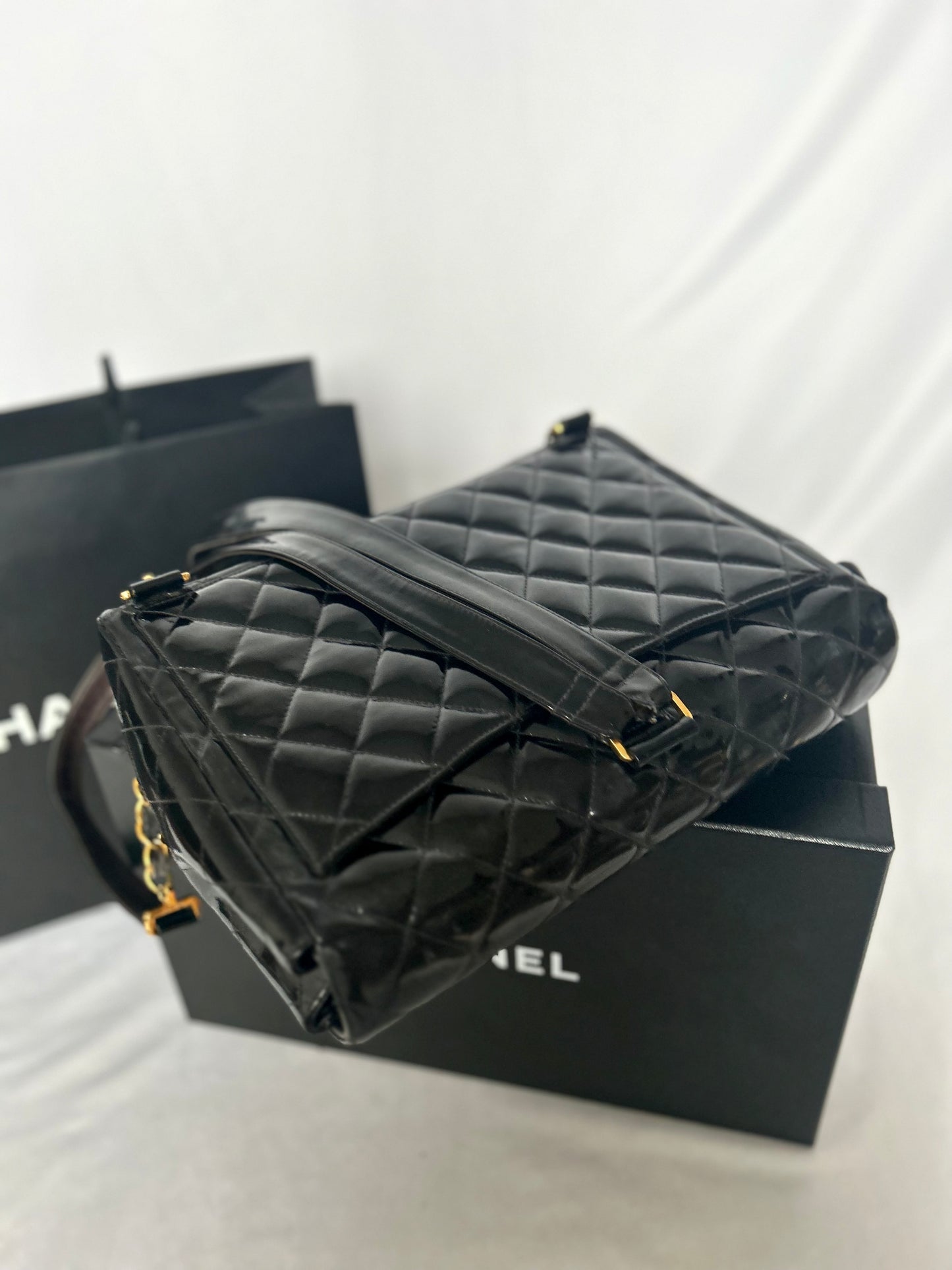 Chanel Patent Leather Jumbo CC Backpack