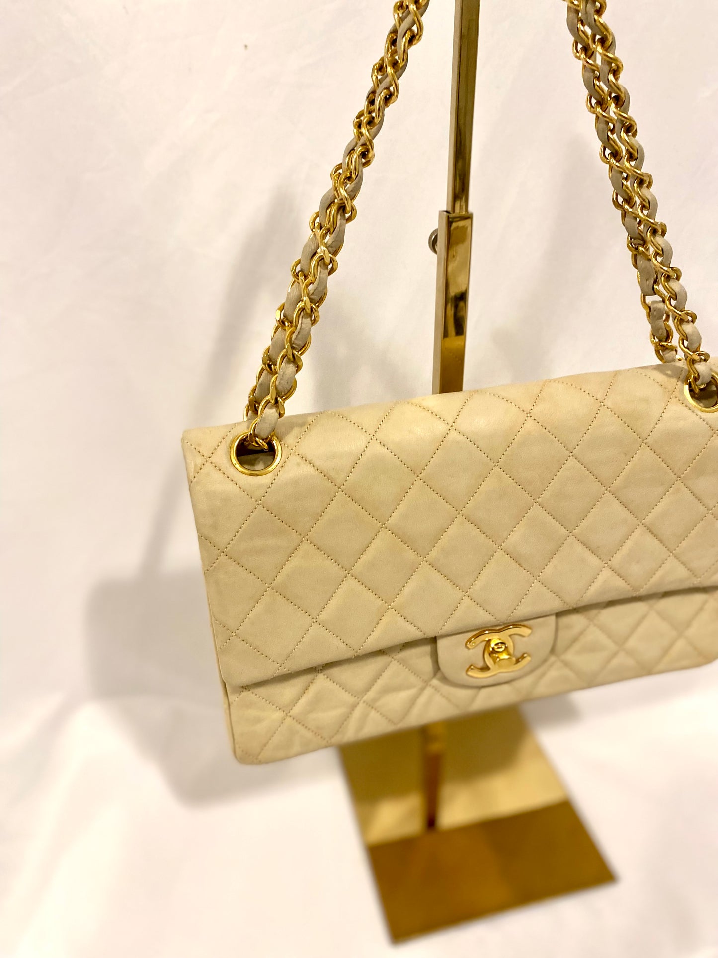 Chanel Beige Lambskin Classic Flap