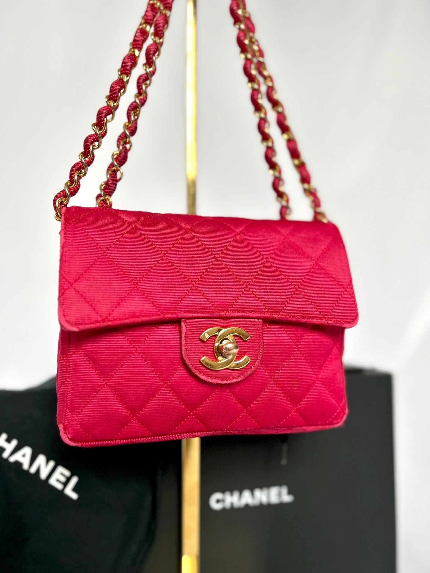 Pink Chanel Mini Square Flap Bag