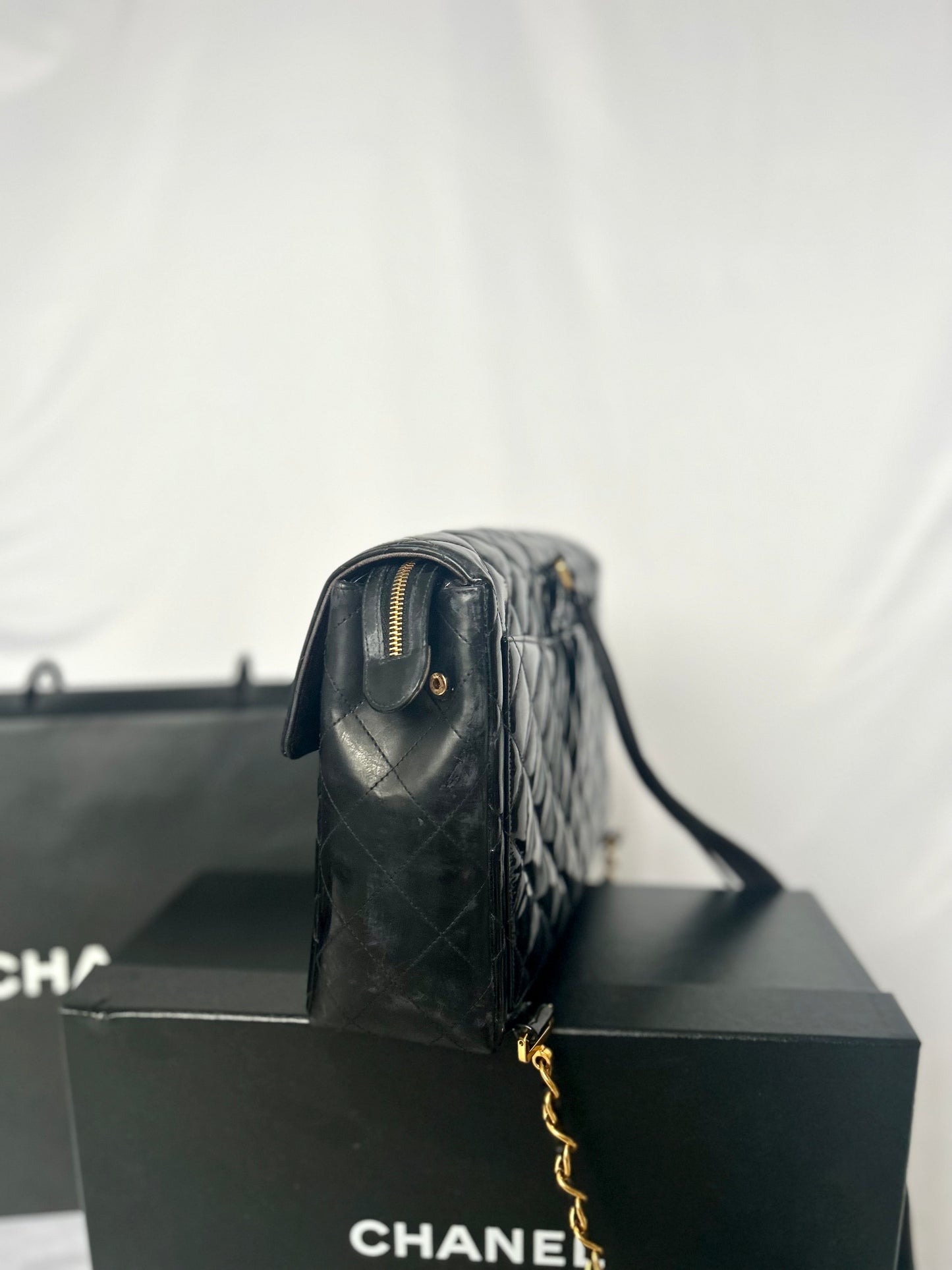 Chanel Patent Leather Jumbo CC Backpack