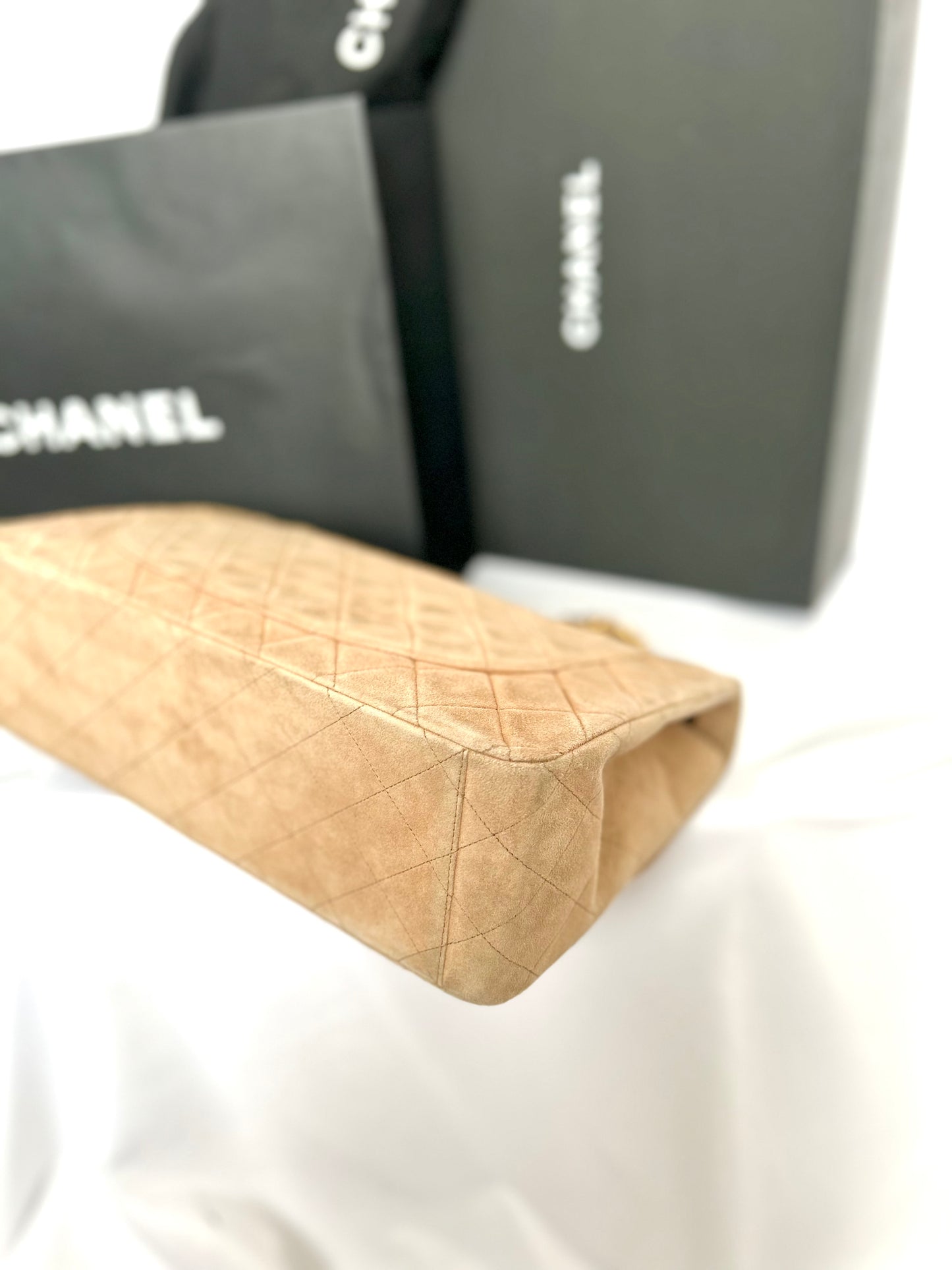 Chanel Brown Suede Maxi Flap Bag