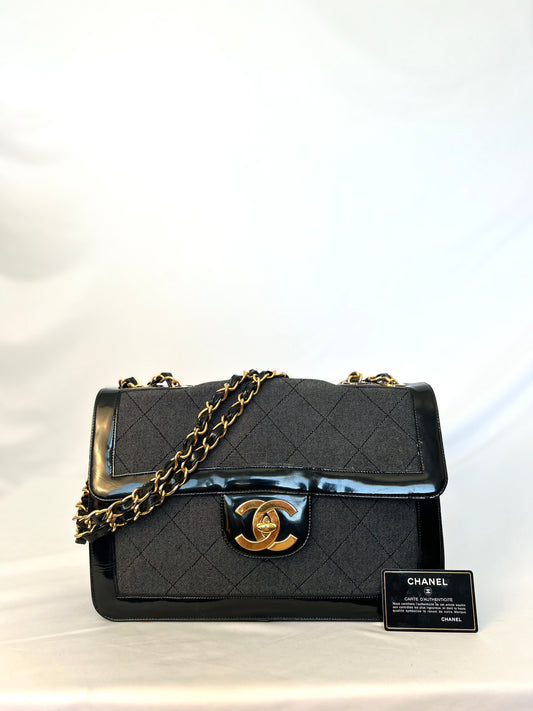 Chanel Denim & Patent Maxi Flap Bag