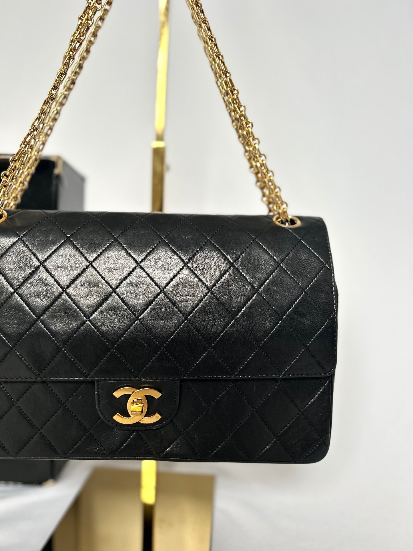 Black Vintage Chanel Lambskin Medium Classic Flap