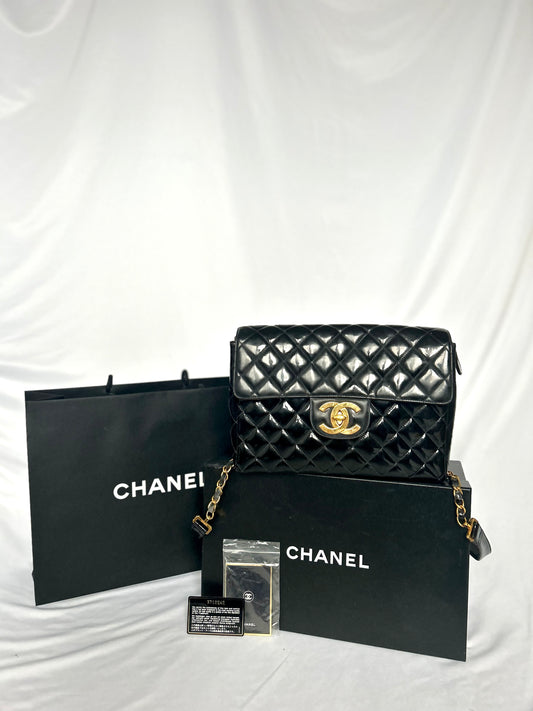 Chanel Patent Leather Jumbo CC Backpacm