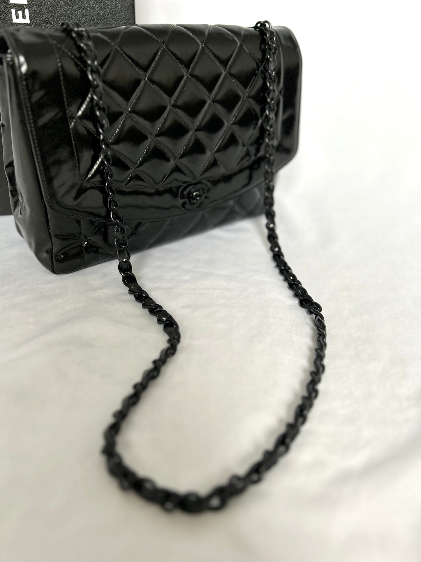 Chanel So-Black Medium Diana Patent Flap Bag