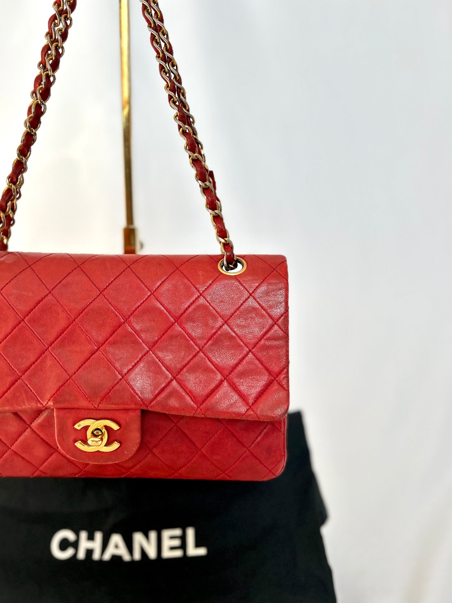 Red Chanel Vintage Lambskin Medium Classic Flap Bag