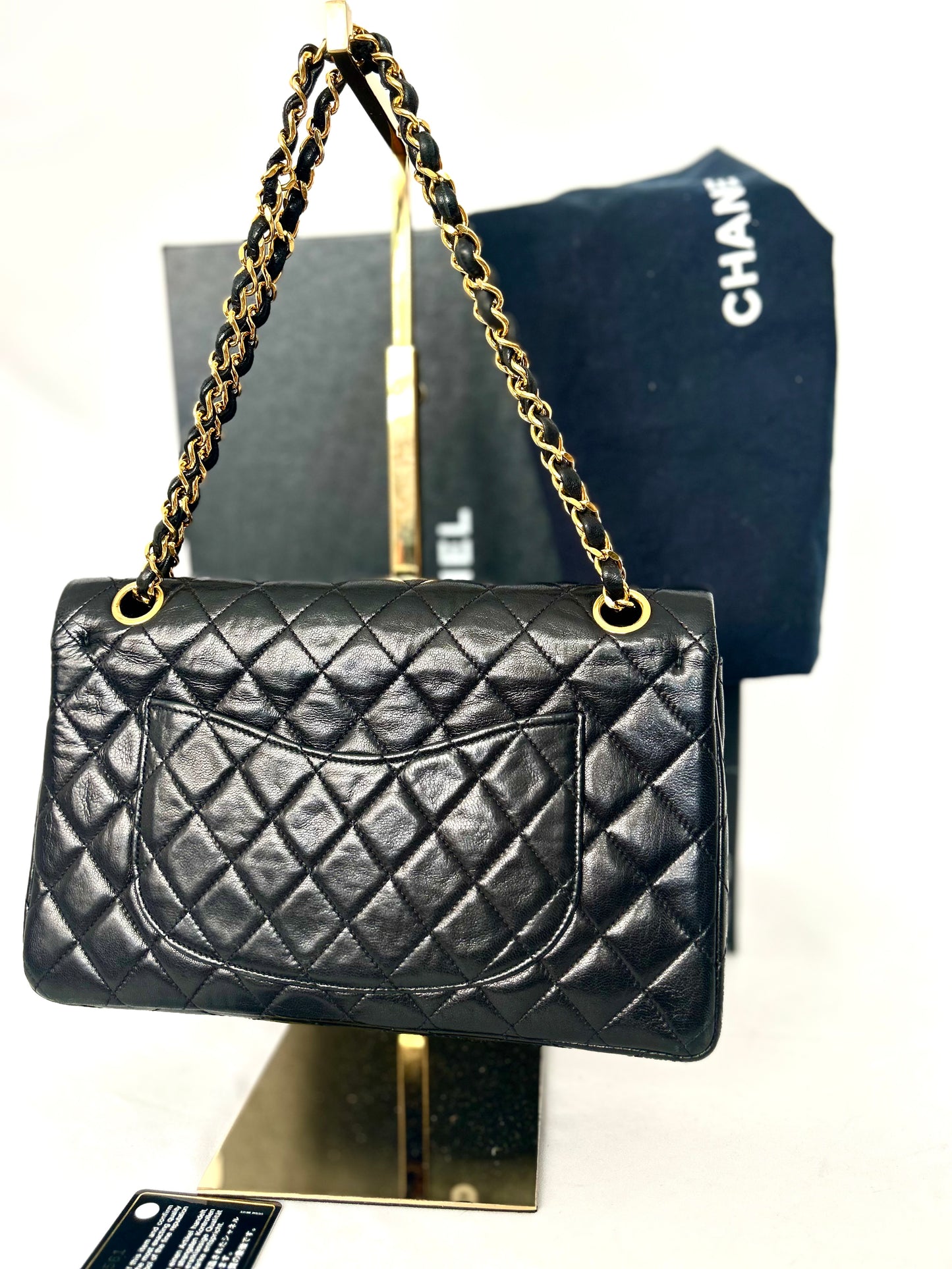 Authentic 1980s Chanel Lambskin Medium Classic Flap with 24k gold plated hardware