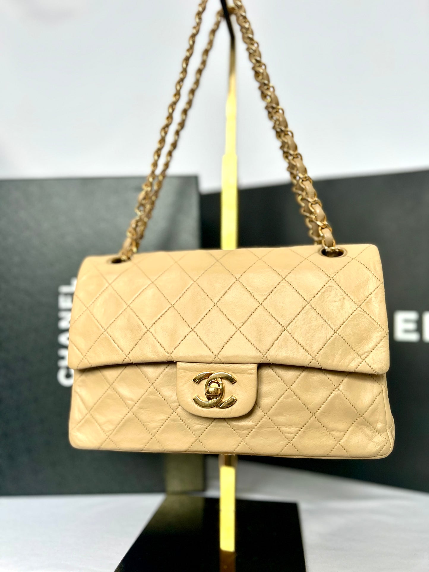 Chanel Beige Lambskin Medium Classic Flap 2/2 Payments