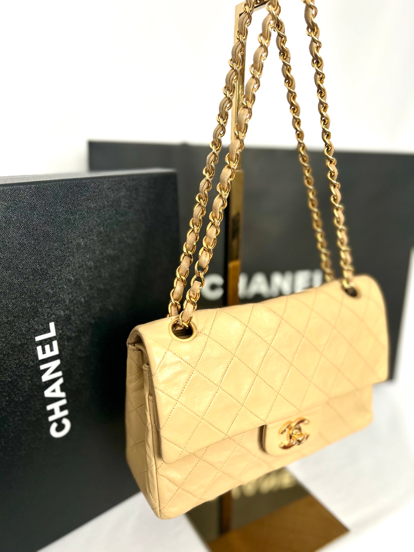 Chanel Beige Lambskin Medium Classic Flap 2/2 Payments