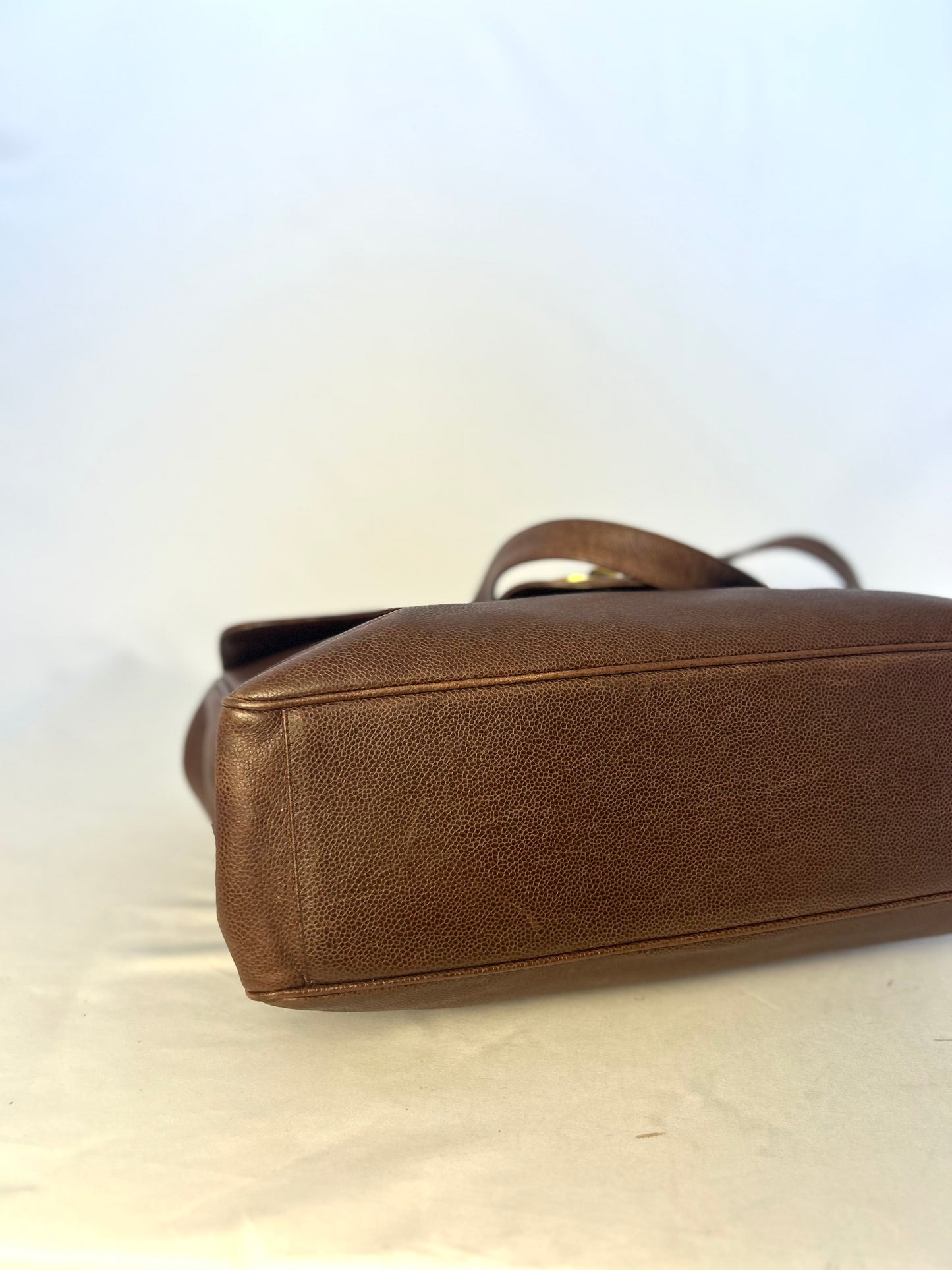 Authentic Chanel Vintage Caviar Supermodel XL Brown Flap Bag