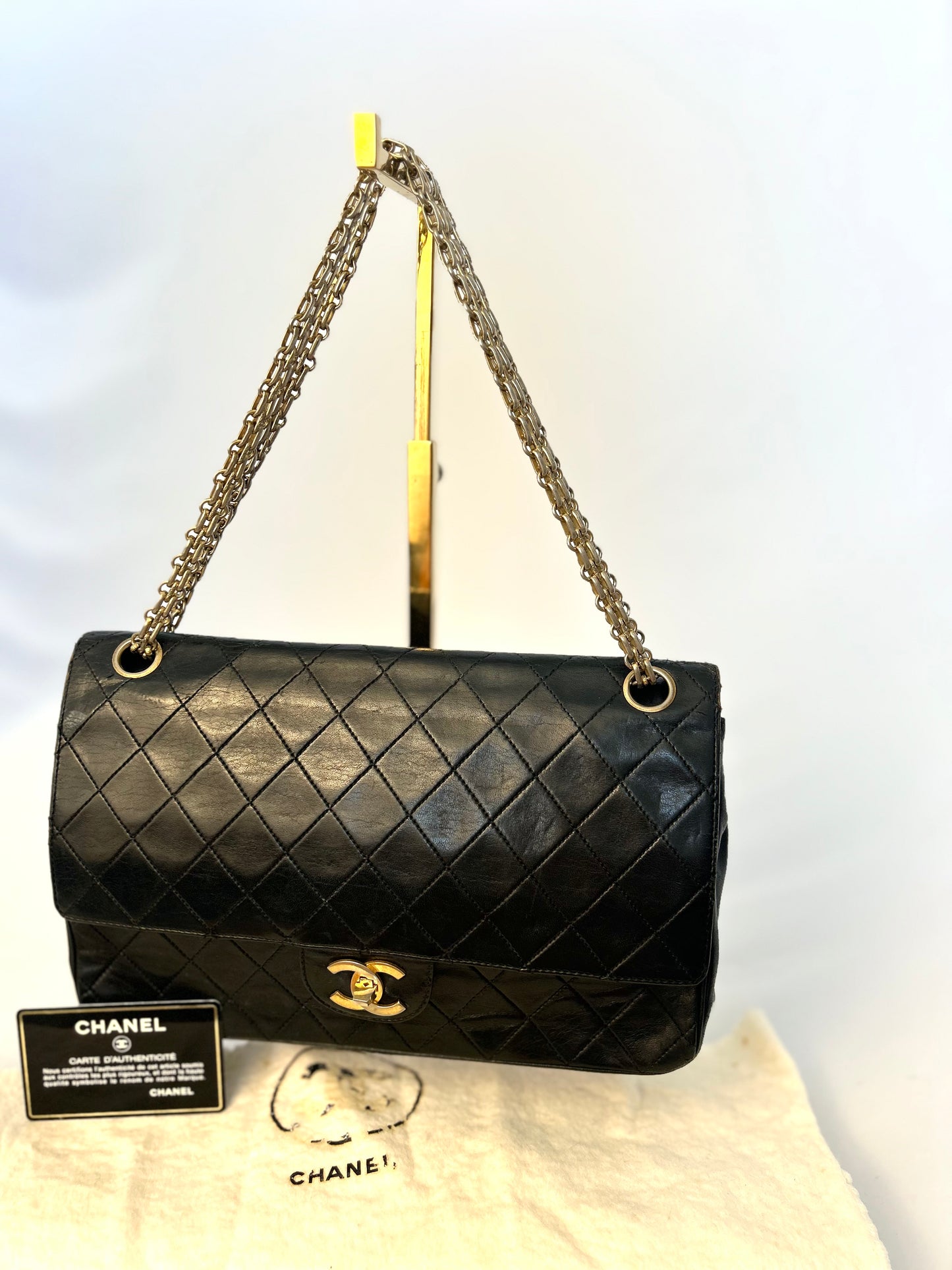 Authentic Chanel Medium Lambskin Classic Flap Bag