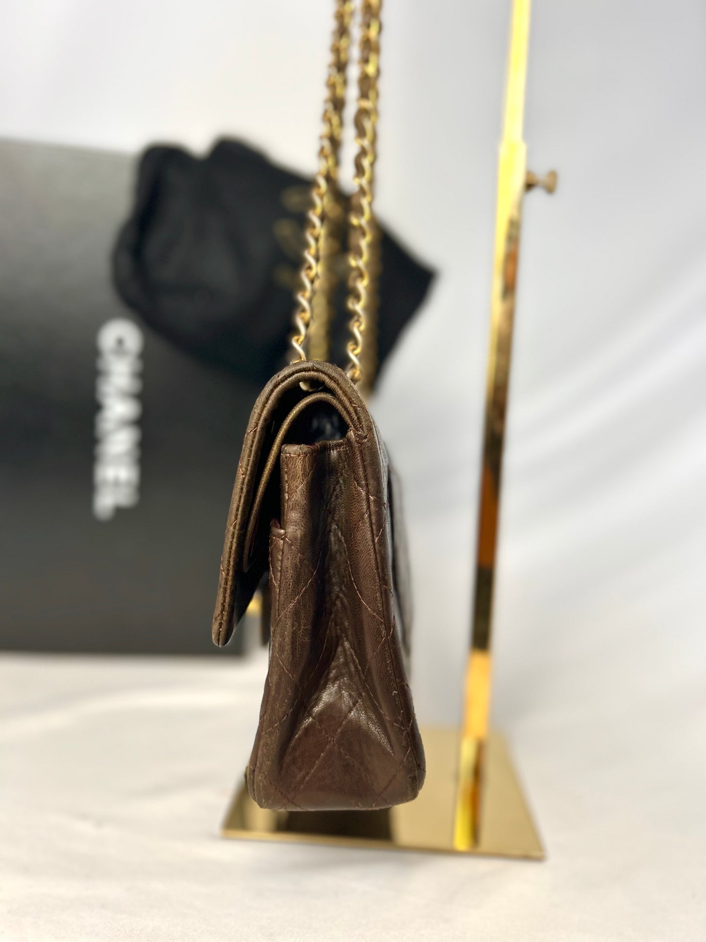 Chocolate Brown Chanel 1980s Vintage Medium Lambskin Classic Flap & Chanel Sneakers