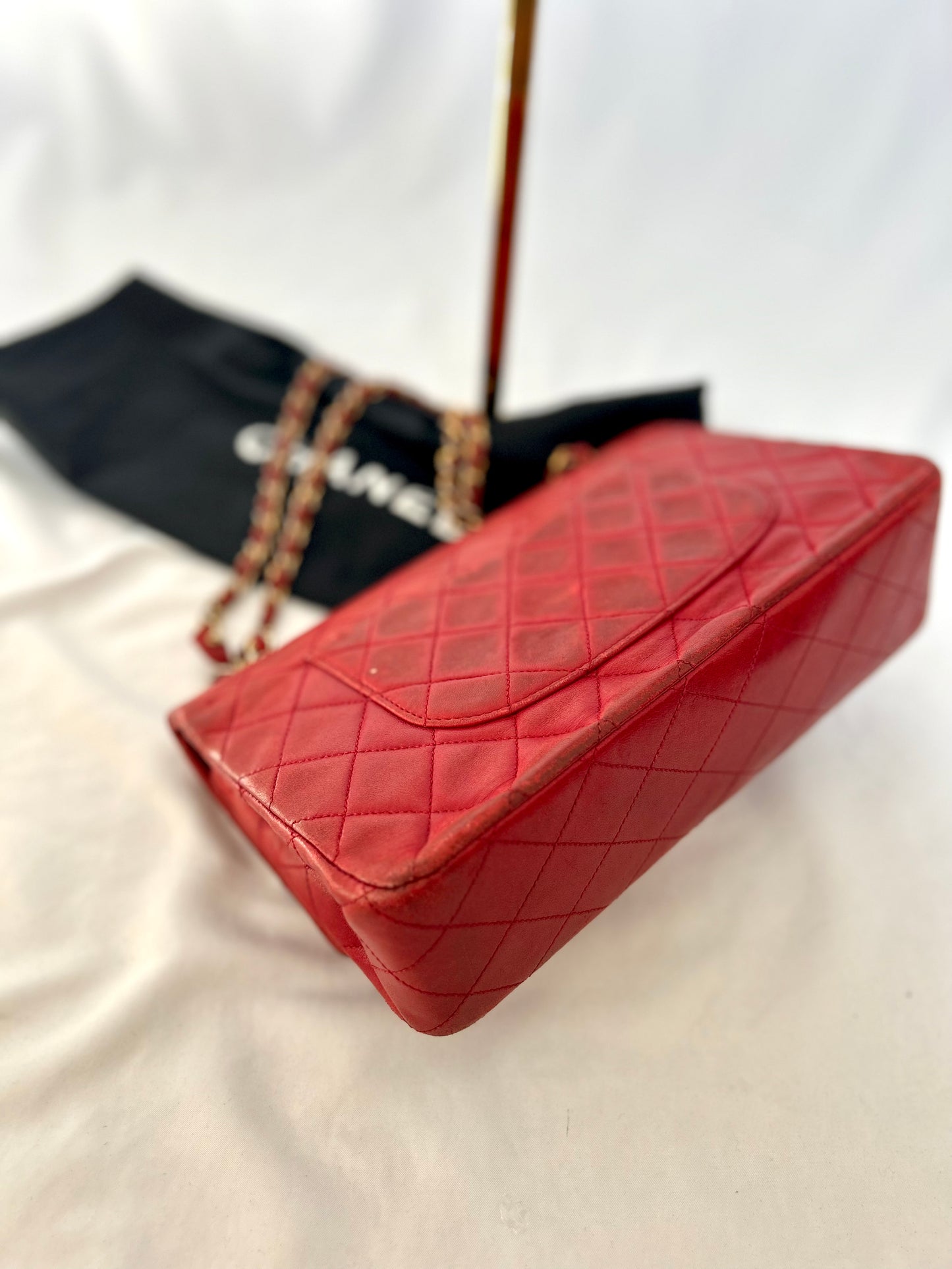 Red Chanel Vintage Lambskin Medium Classic Flap Bag