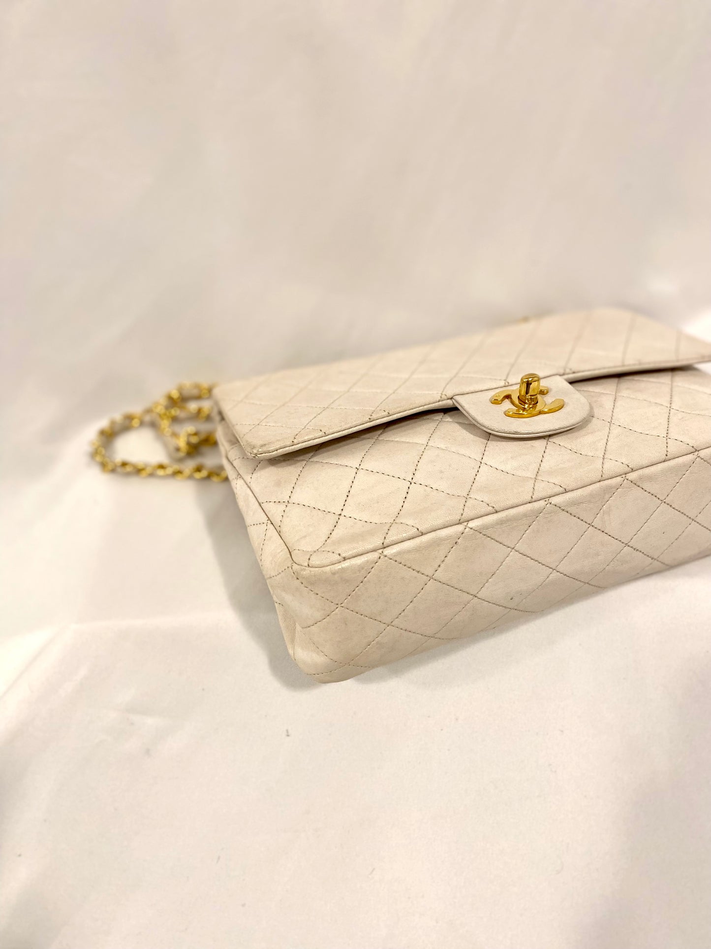 White Chanel Classic Flap Medium