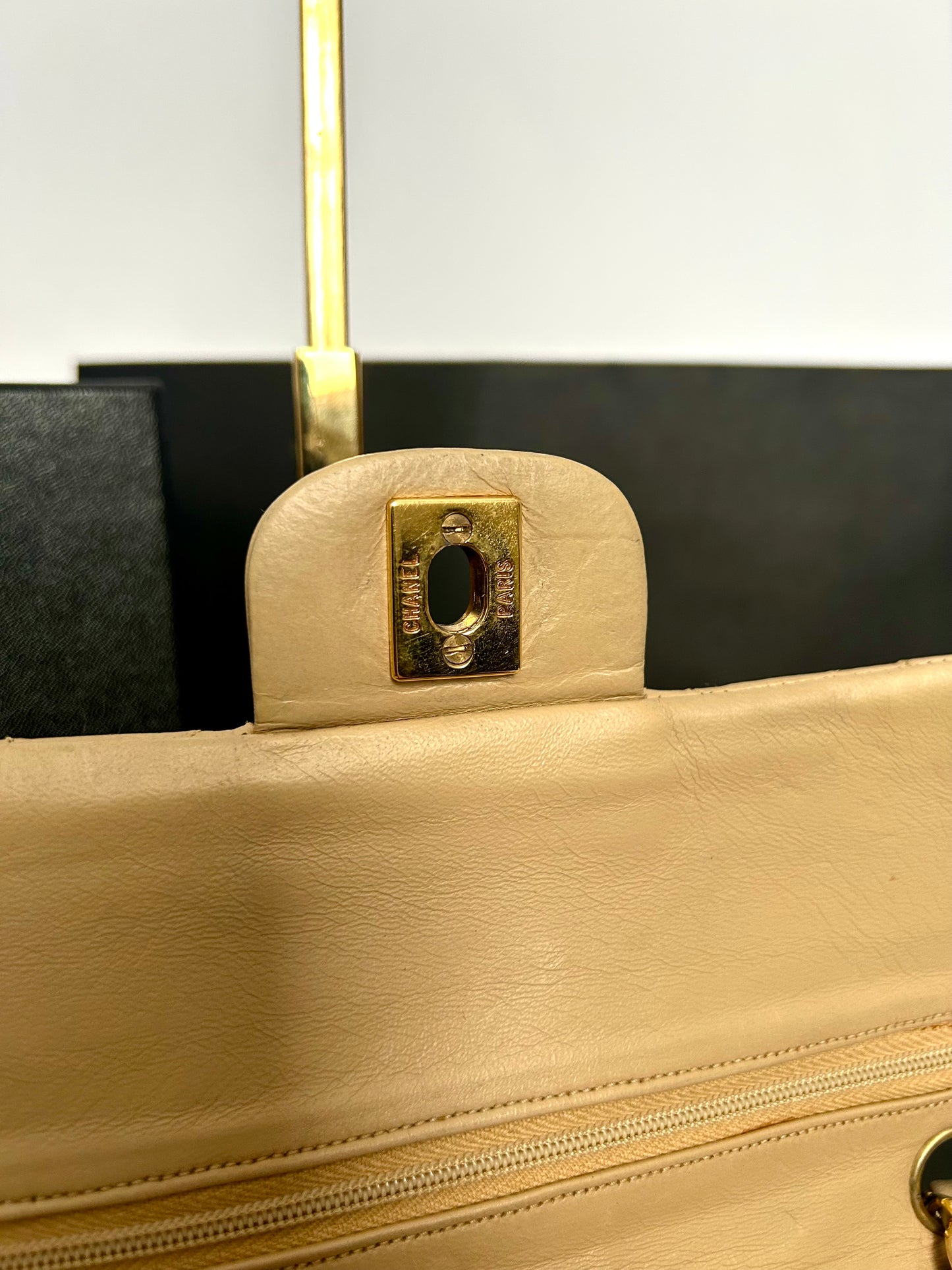 Chanel Beige Lambskin Medium Classic Flap 2/2 Payments