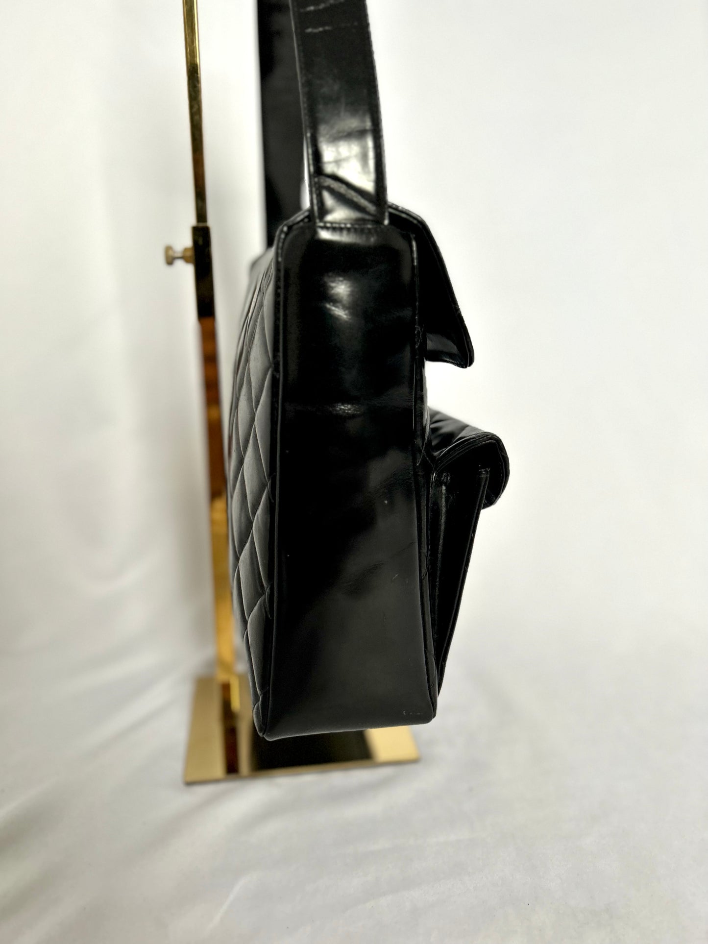 Chanel Double Turnlock Patent Leather Shoulder Bag