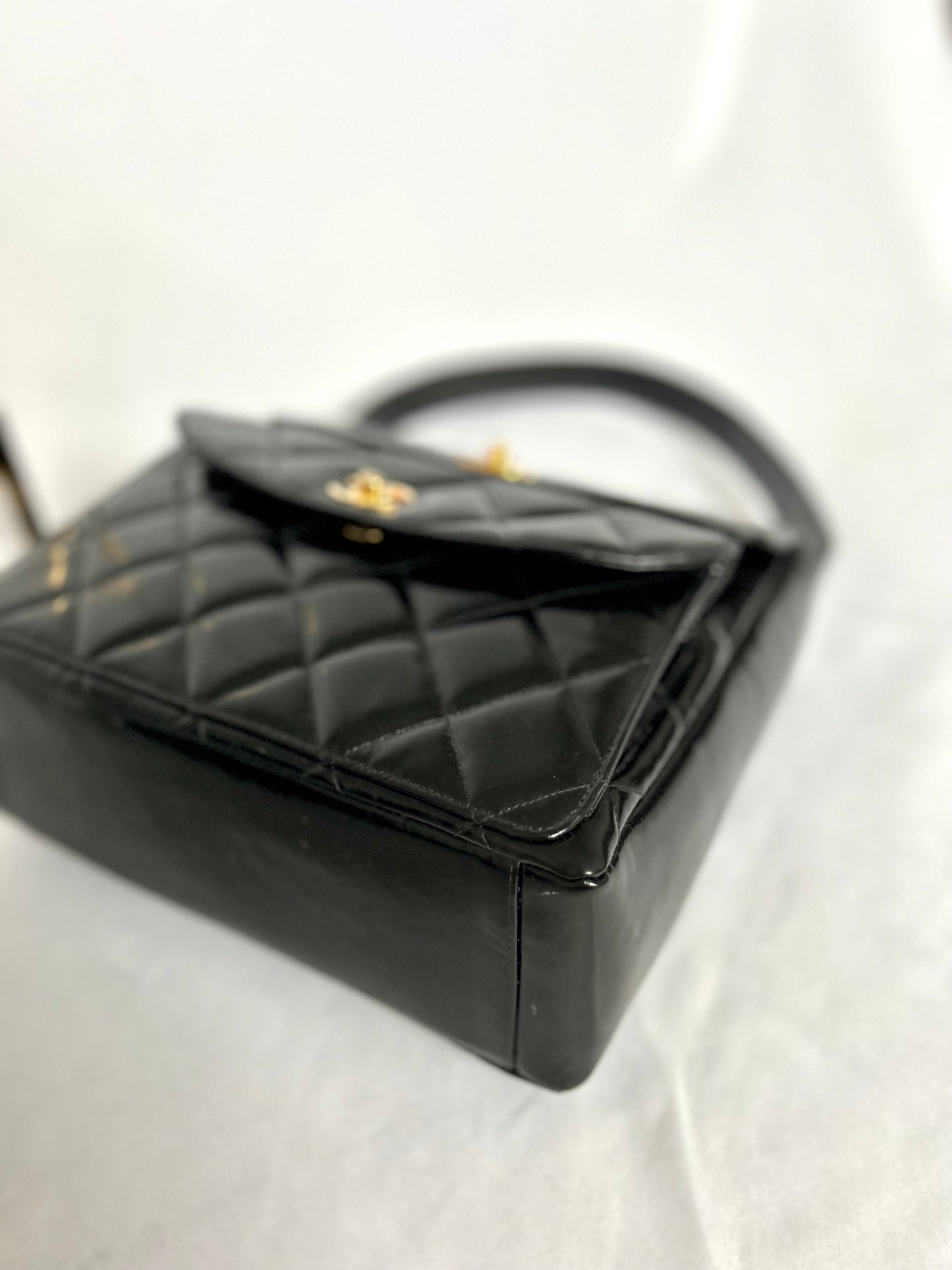 Chanel Double Turnlock Patent Leather Shoulder Bag