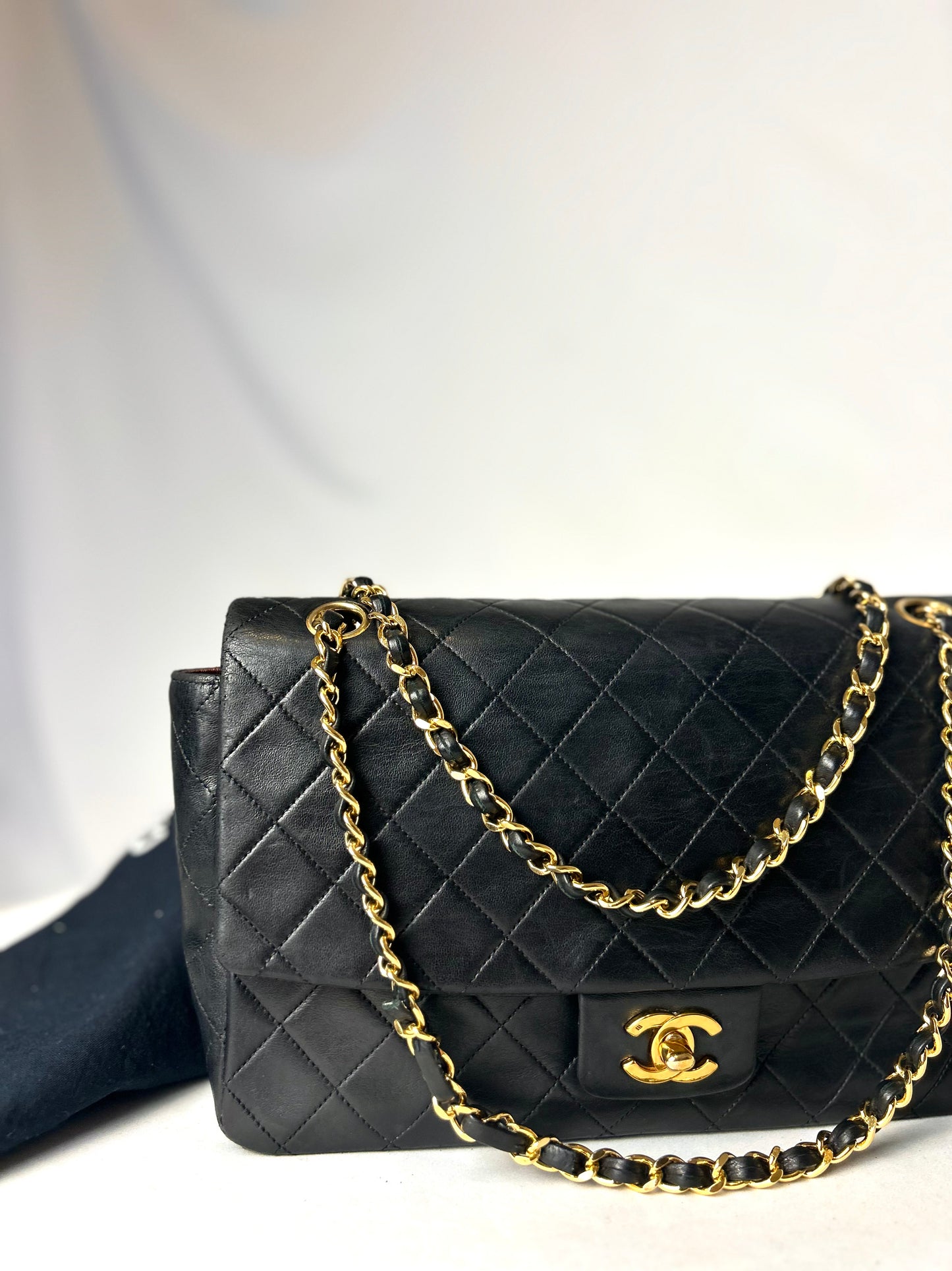 Authentic 1990s Chanel Single Lambskin Flap Bag