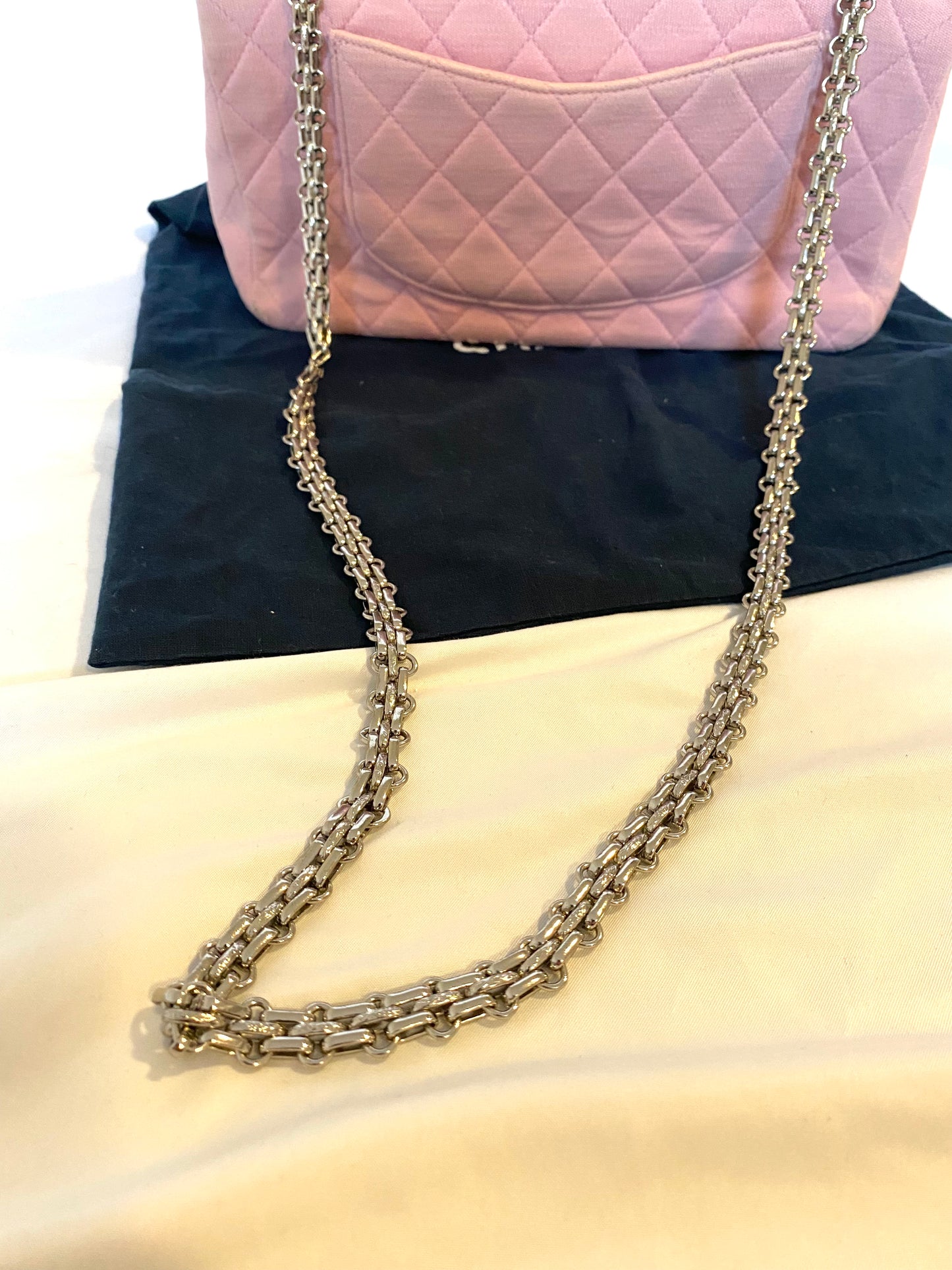 Pink Chanel Jersey Classic Flap