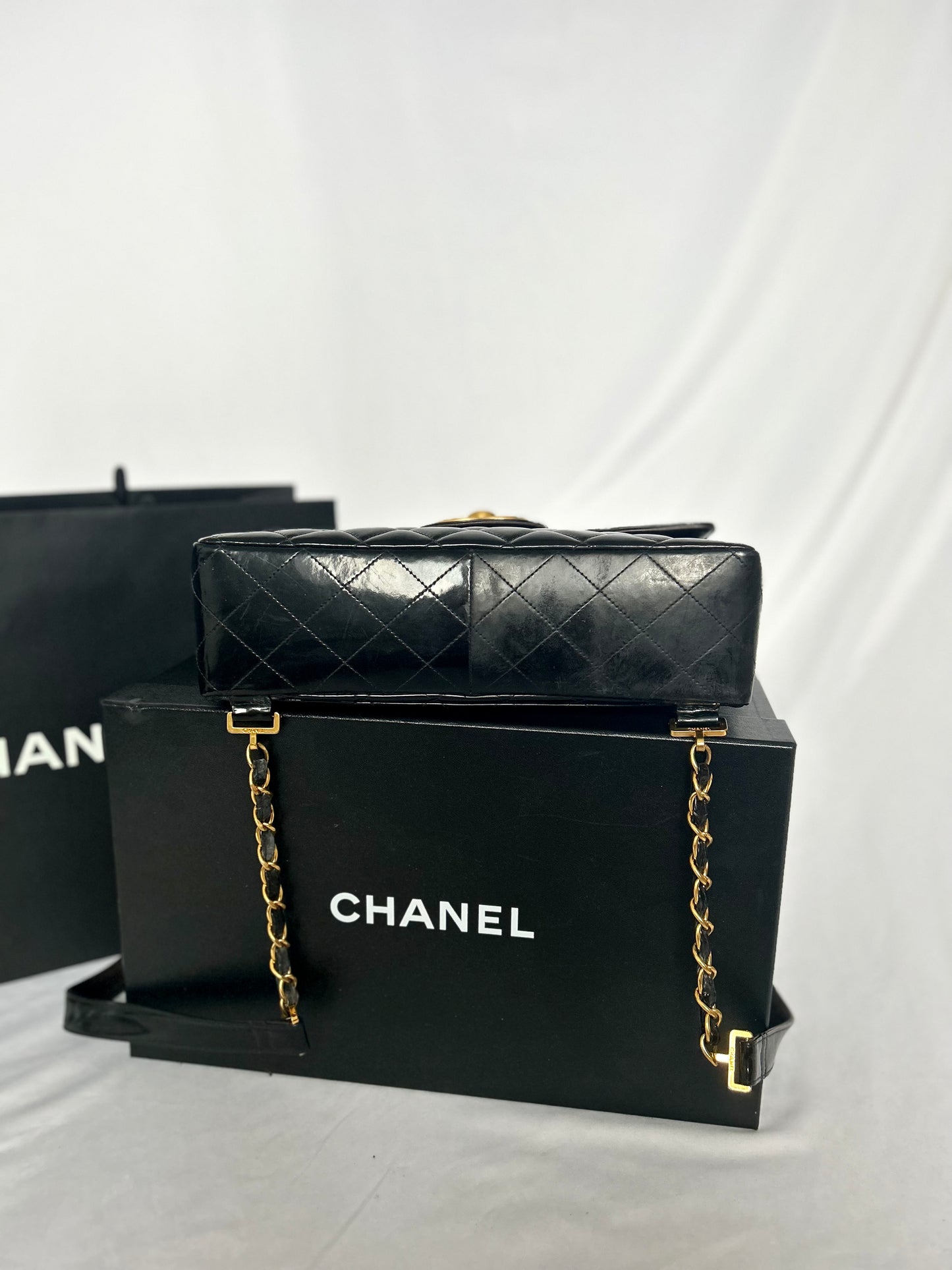 Chanel Patent Leather Jumbo CC Backpack