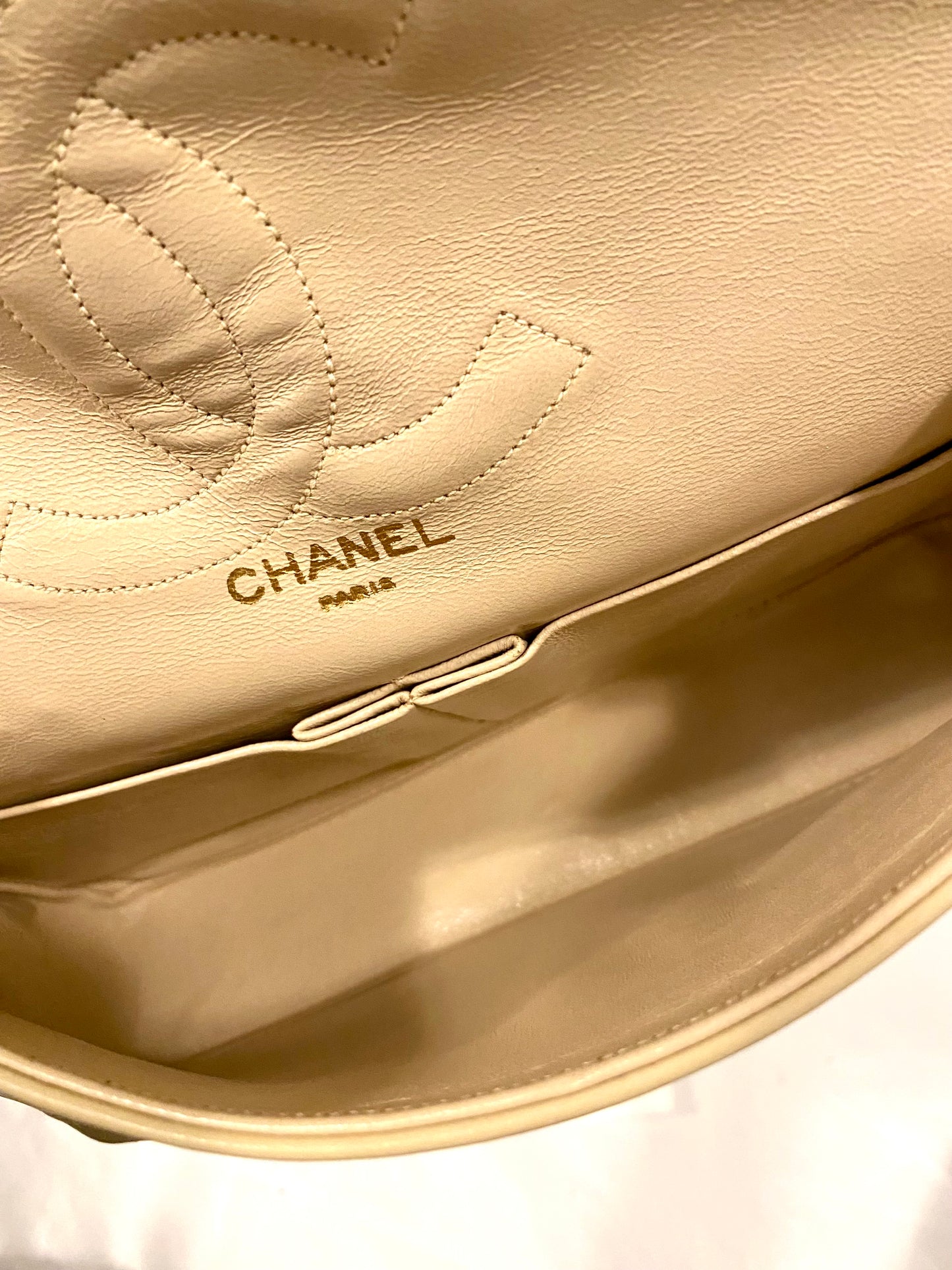 Chanel Beige Lambskin Classic Flap