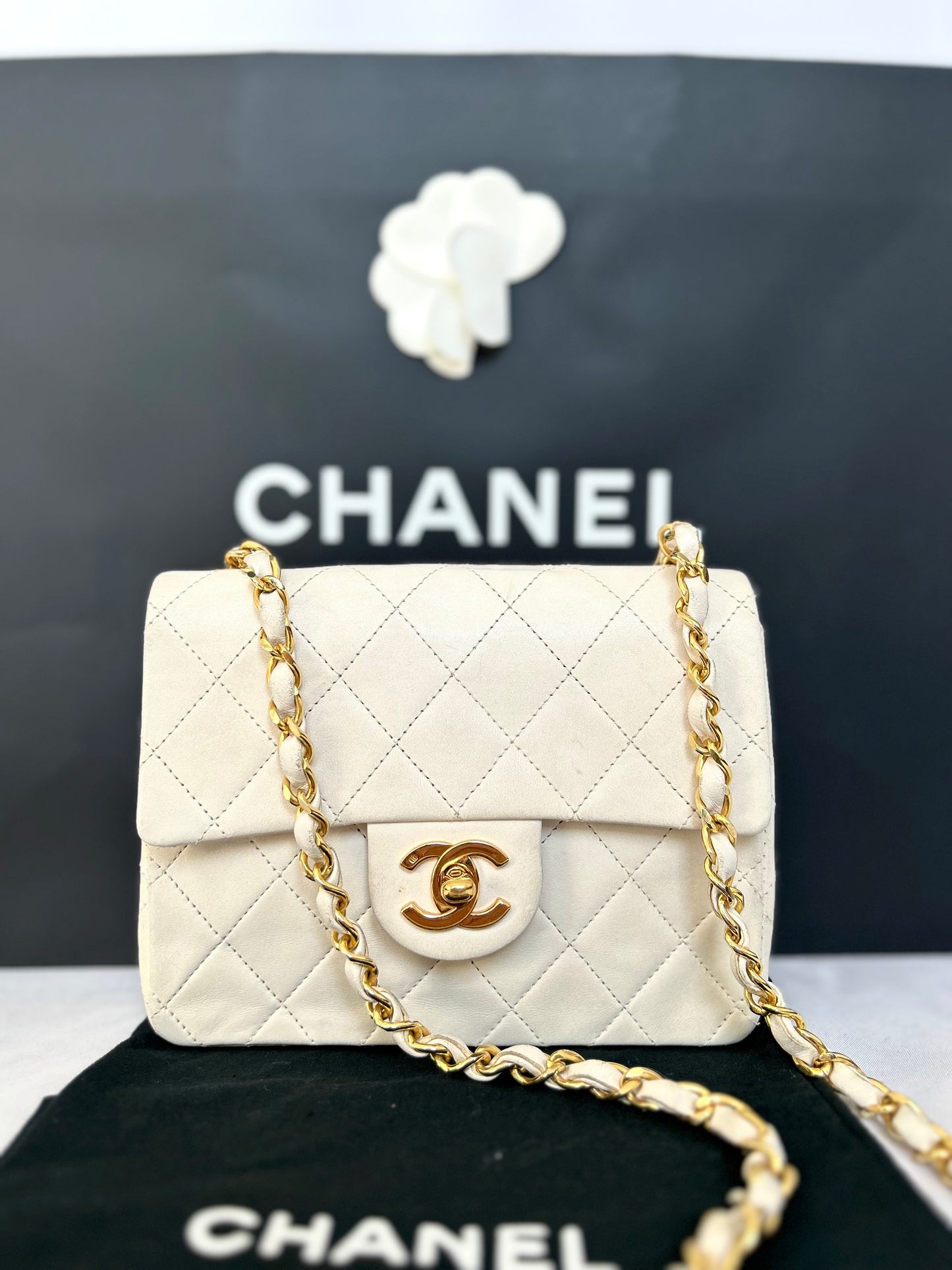 Chanel White Mini Square Flap Bag