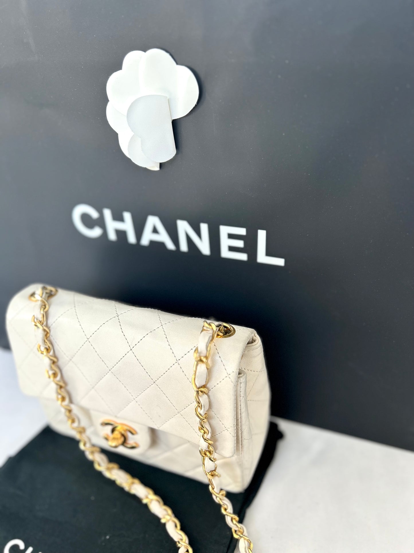 Chanel White Mini Square Flap Bag