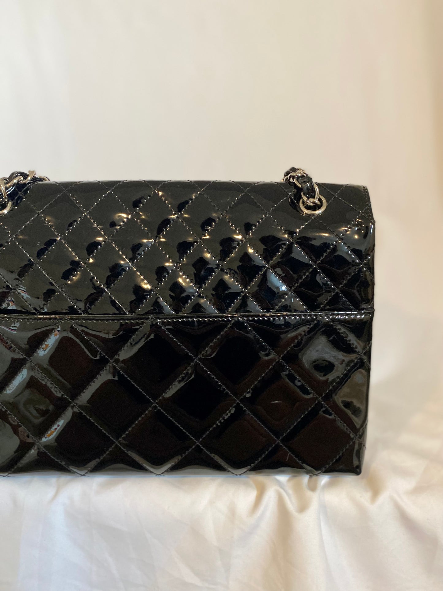 Chanel Maxi Patent Leather Silver Hardware