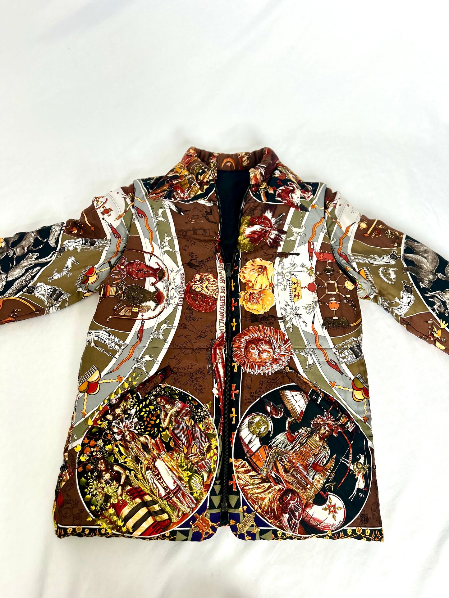 Archival Hermes Silk Detachable Sleeve Jacket Coat designed by Martin Margiela