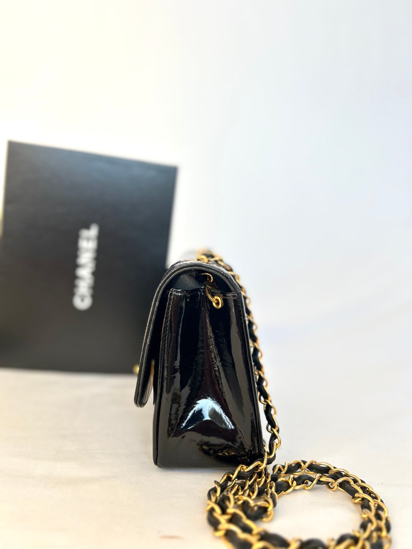 Authentic Chanel Patent Leather Small Diana Flap Bag