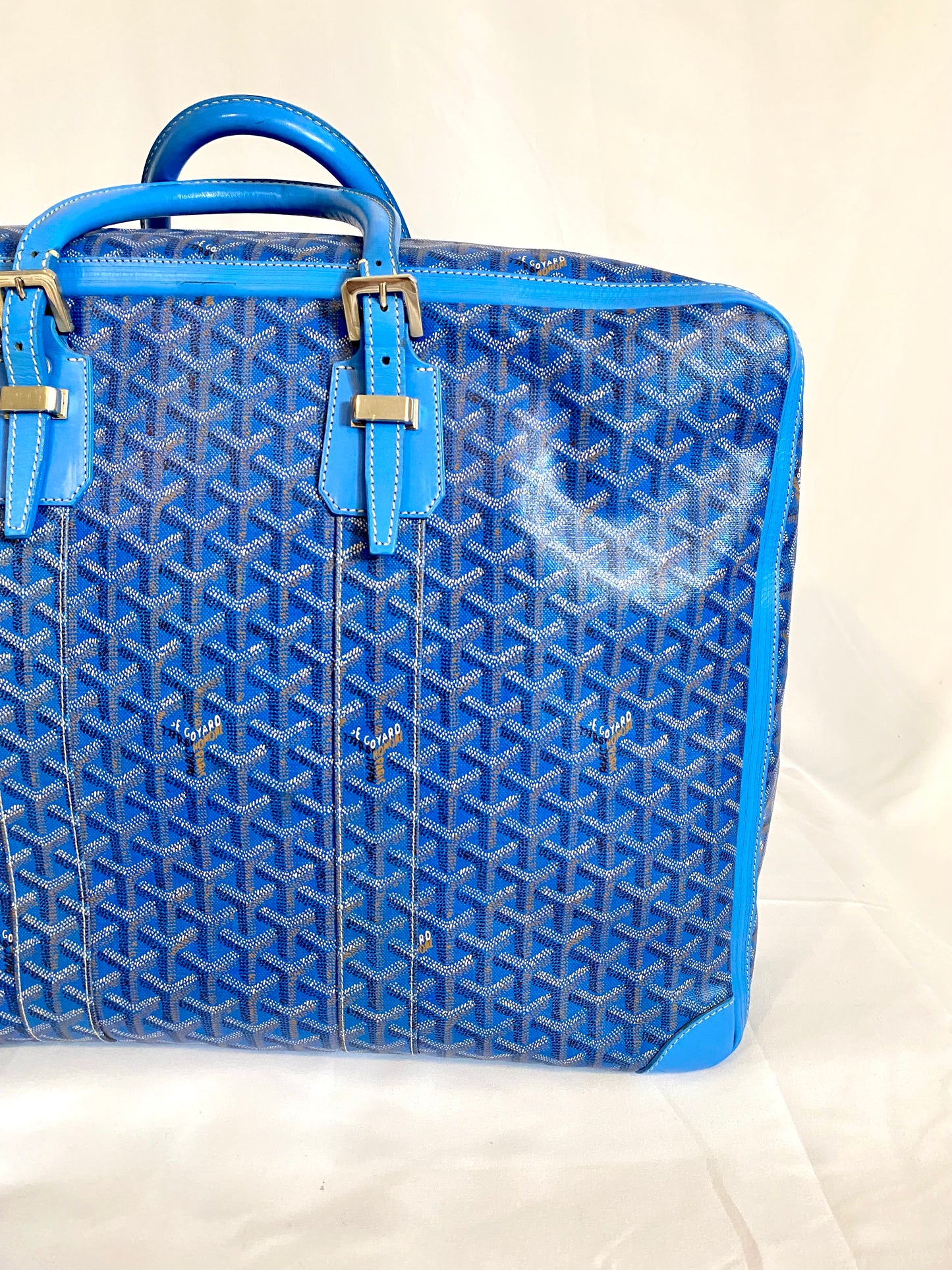 Goyard Blue Majordome Luggage Bag