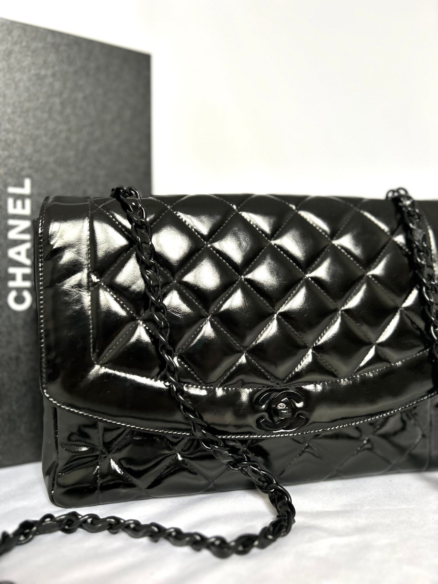 Chanel So-Black Medium Diana Patent Flap Bag