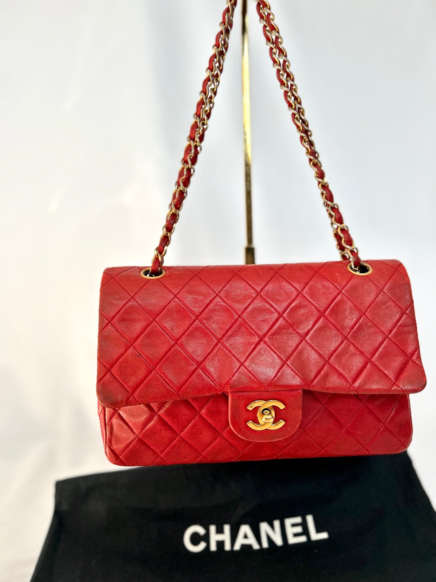 Red Chanel Vintage Lambskin Medium Classic Flap Bag