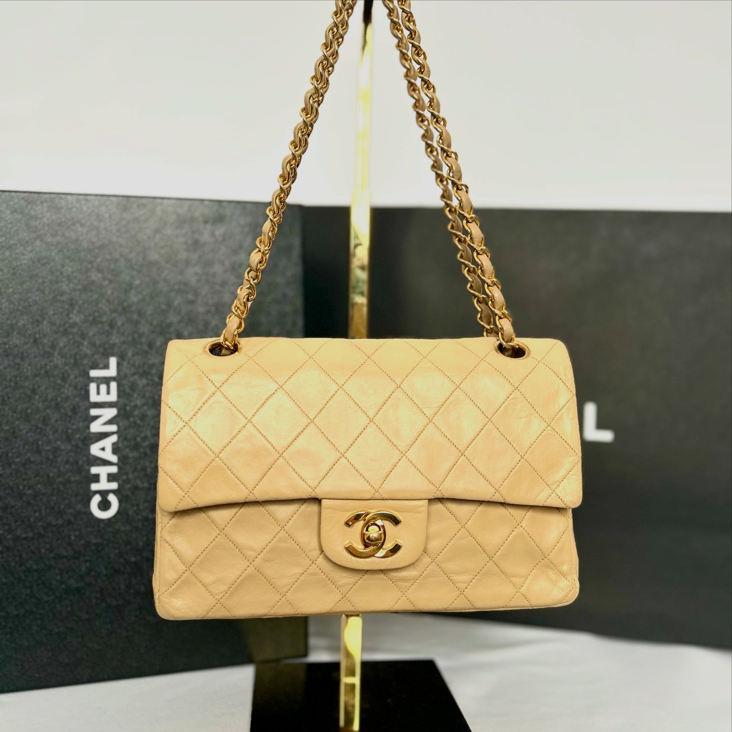 Chanel Beige Lambskin Medium Classic Flap 2/2 Payments