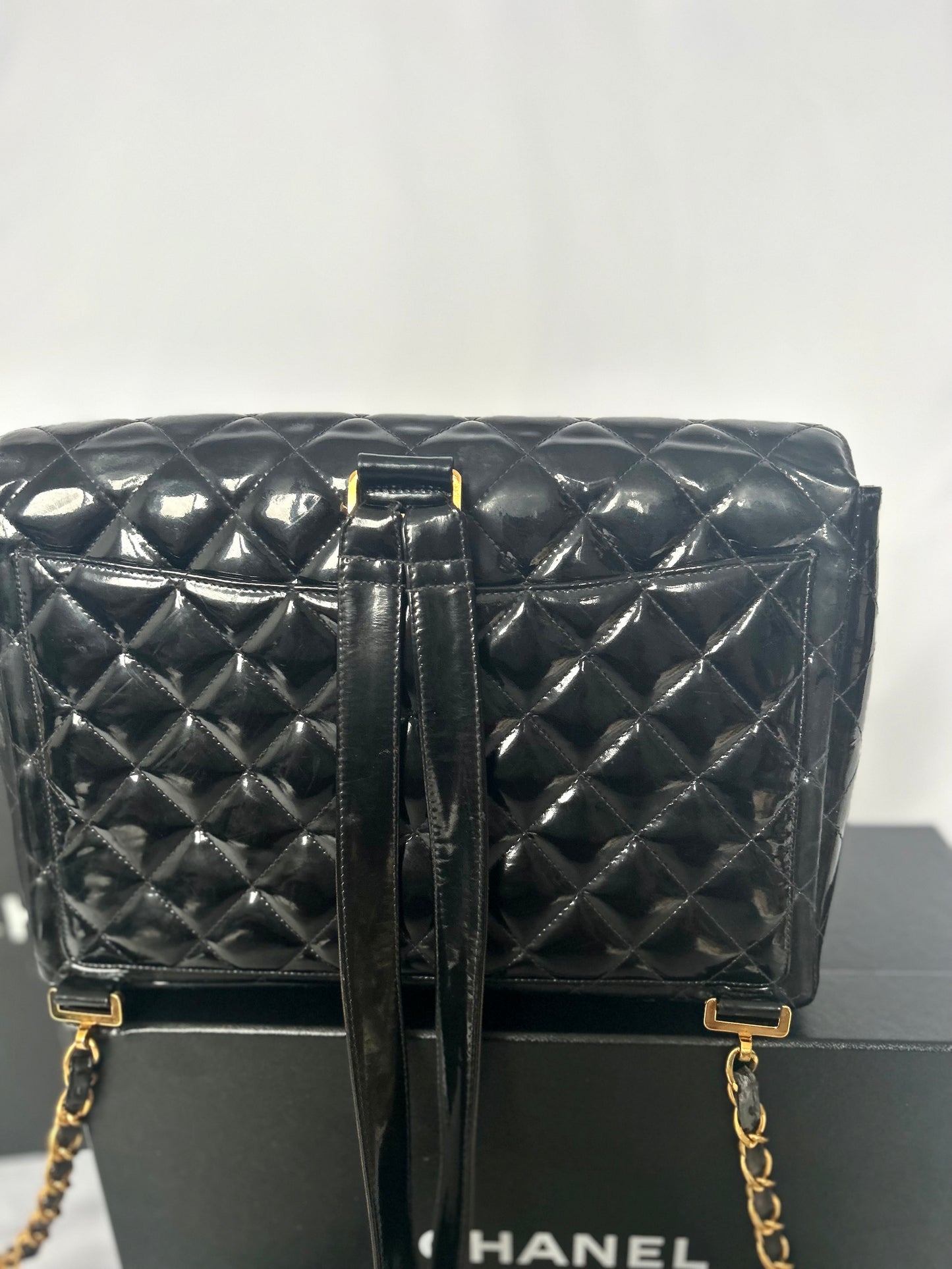 Chanel Patent Leather Jumbo CC Backpack