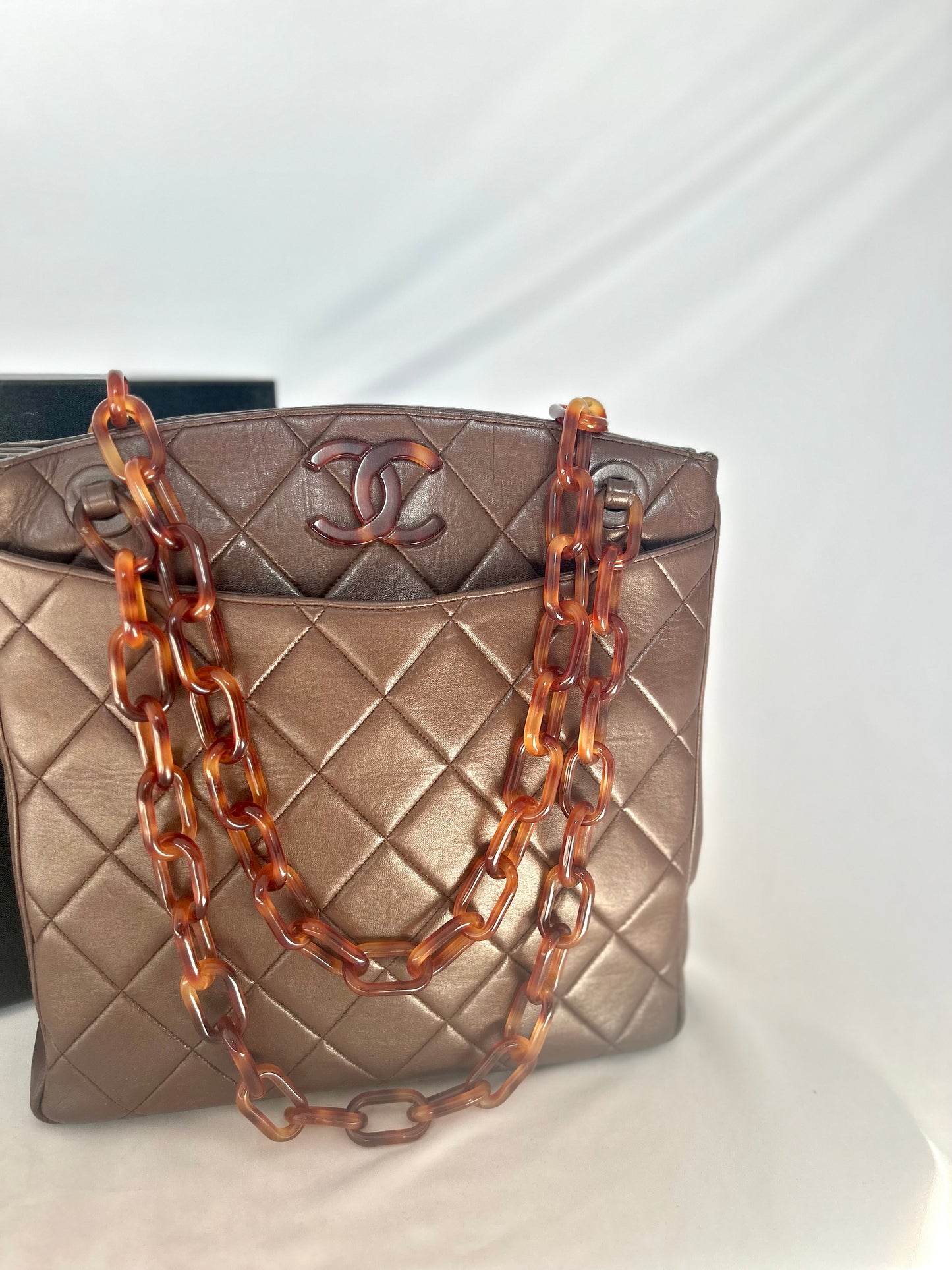 (Copy) 1986 Chanel Lambskin Tortoiseshell Chain Tote