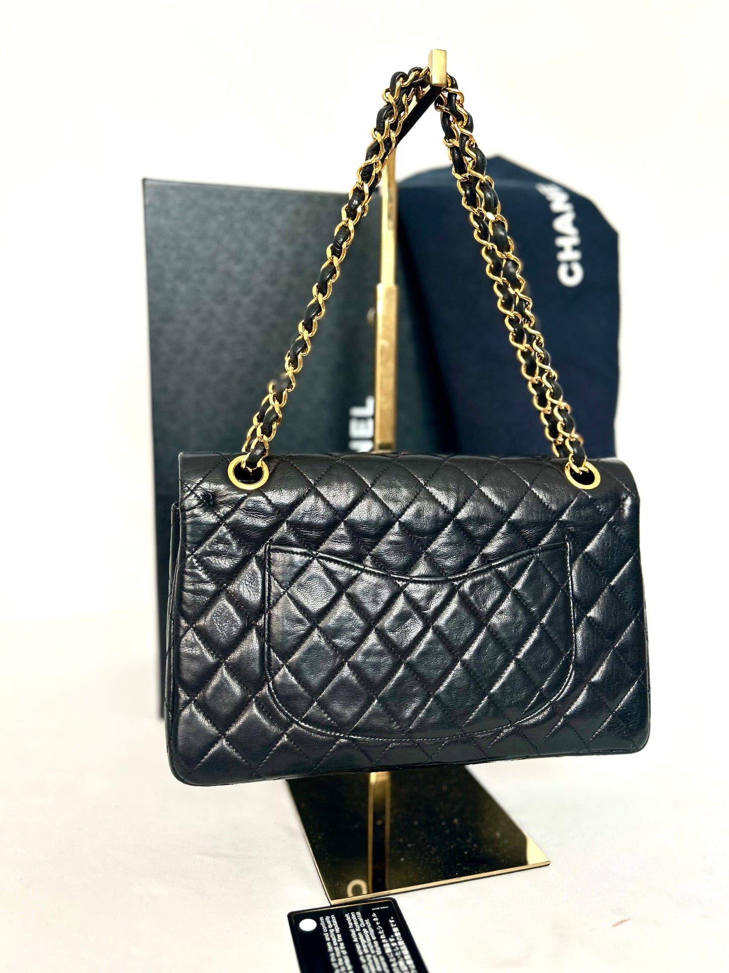 Authentic 1980s Chanel Lambskin Medium Classic Flap with 24k gold plated hardware