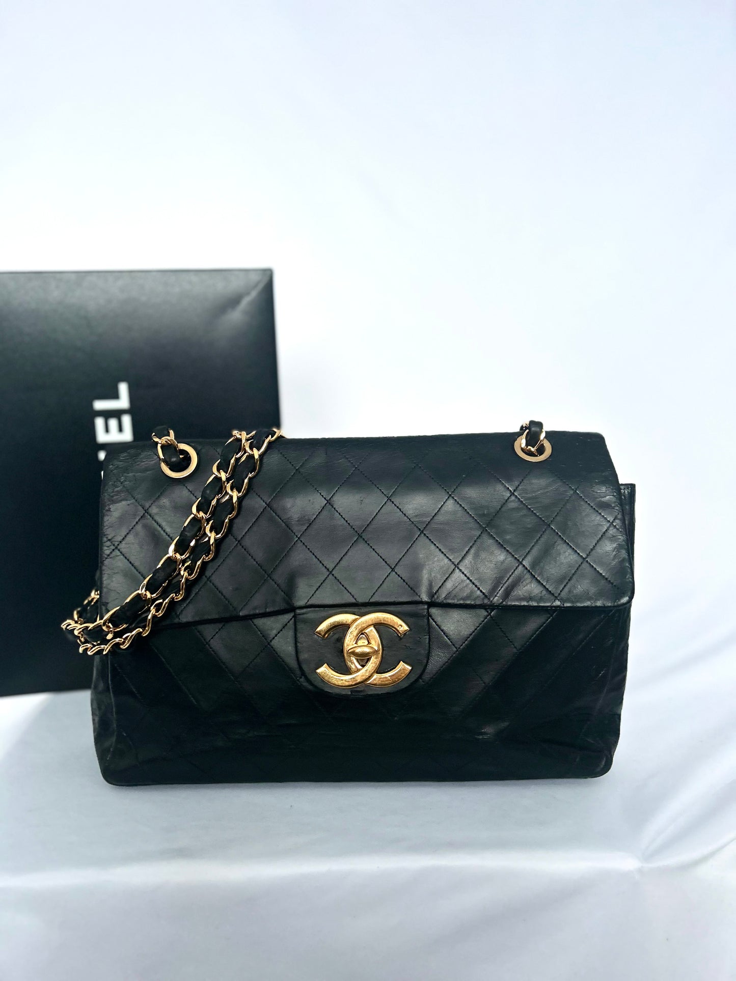 Chanel Black Lambskin Maxi Flap Bag