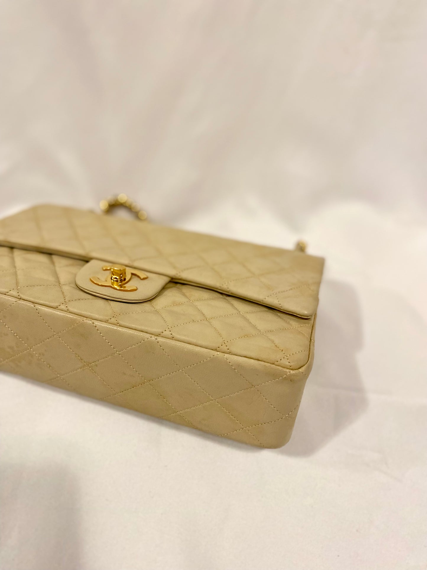 Chanel Beige Lambskin Classic Flap