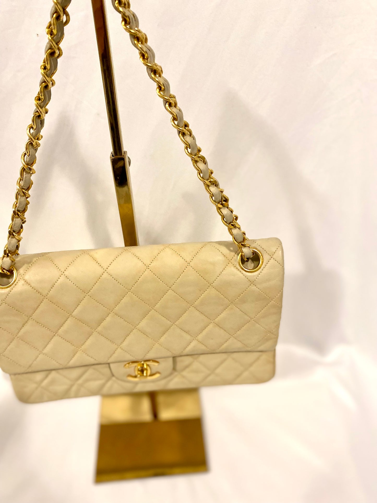 Chanel Beige Lambskin Classic Flap