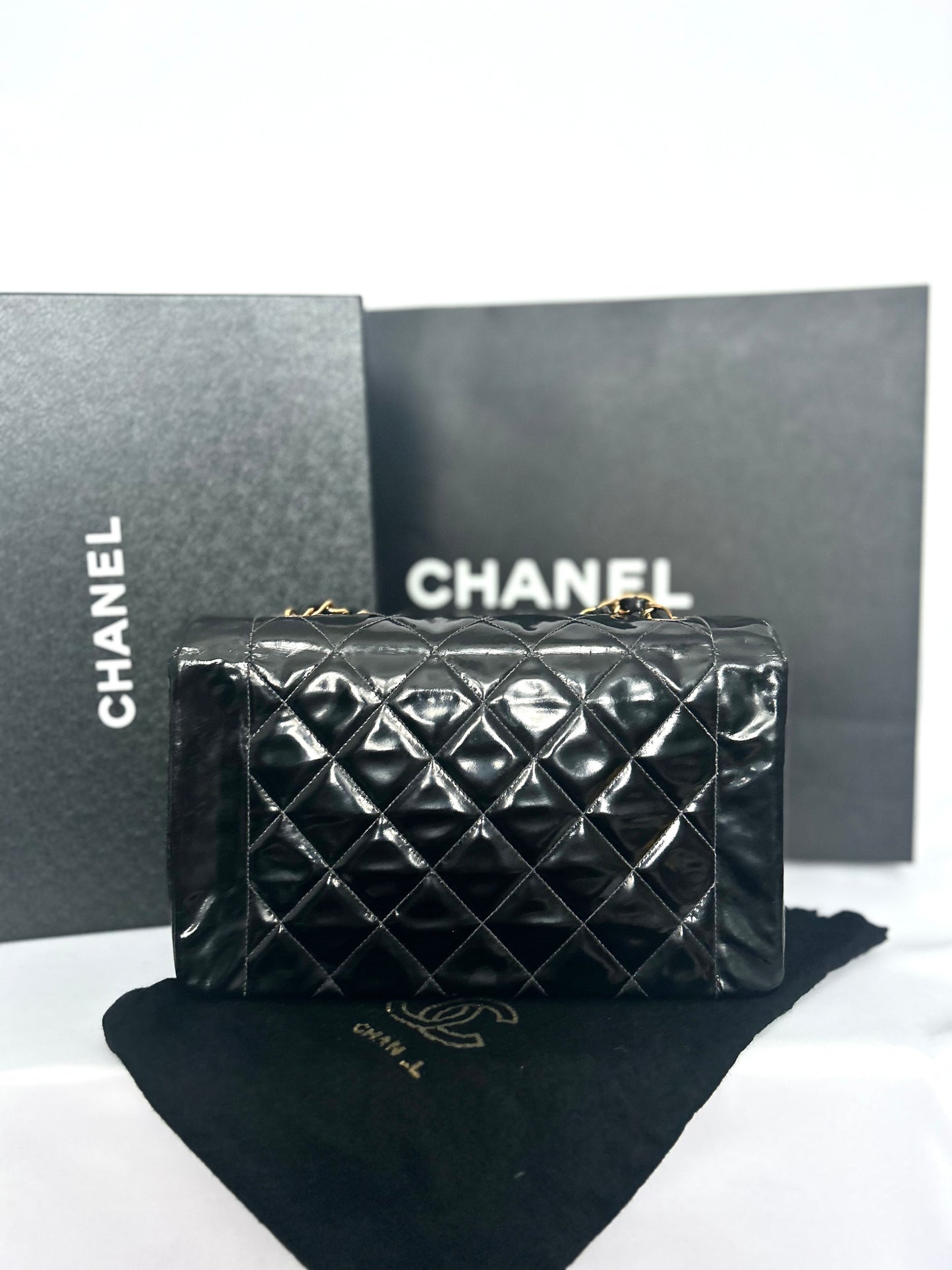 Authentic Chanel Patent Leather Diana Flap Bag