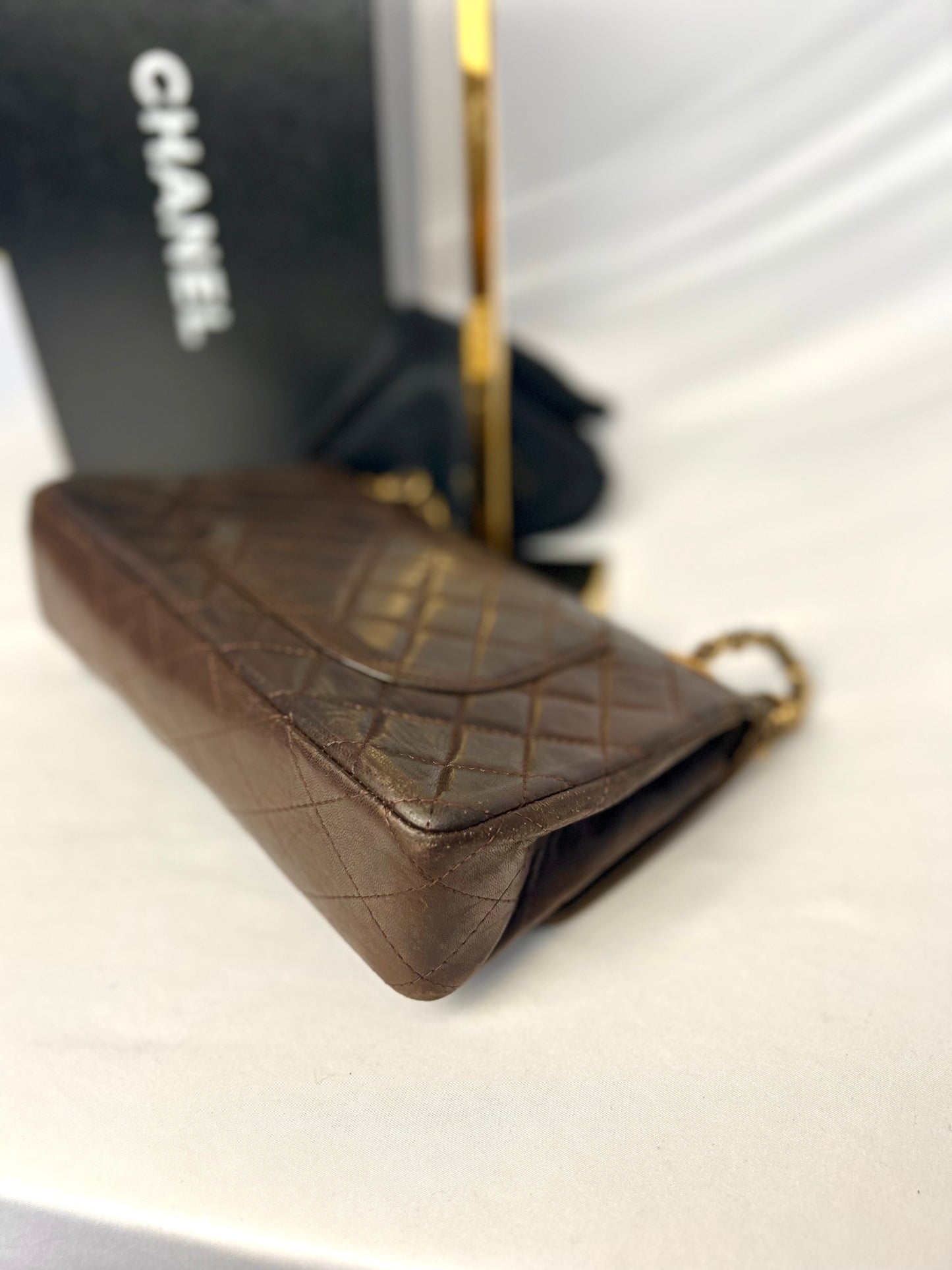 Chocolate Brown Chanel 1980s Vintage Medium Lambskin Classic Flap & Chanel Sneakers