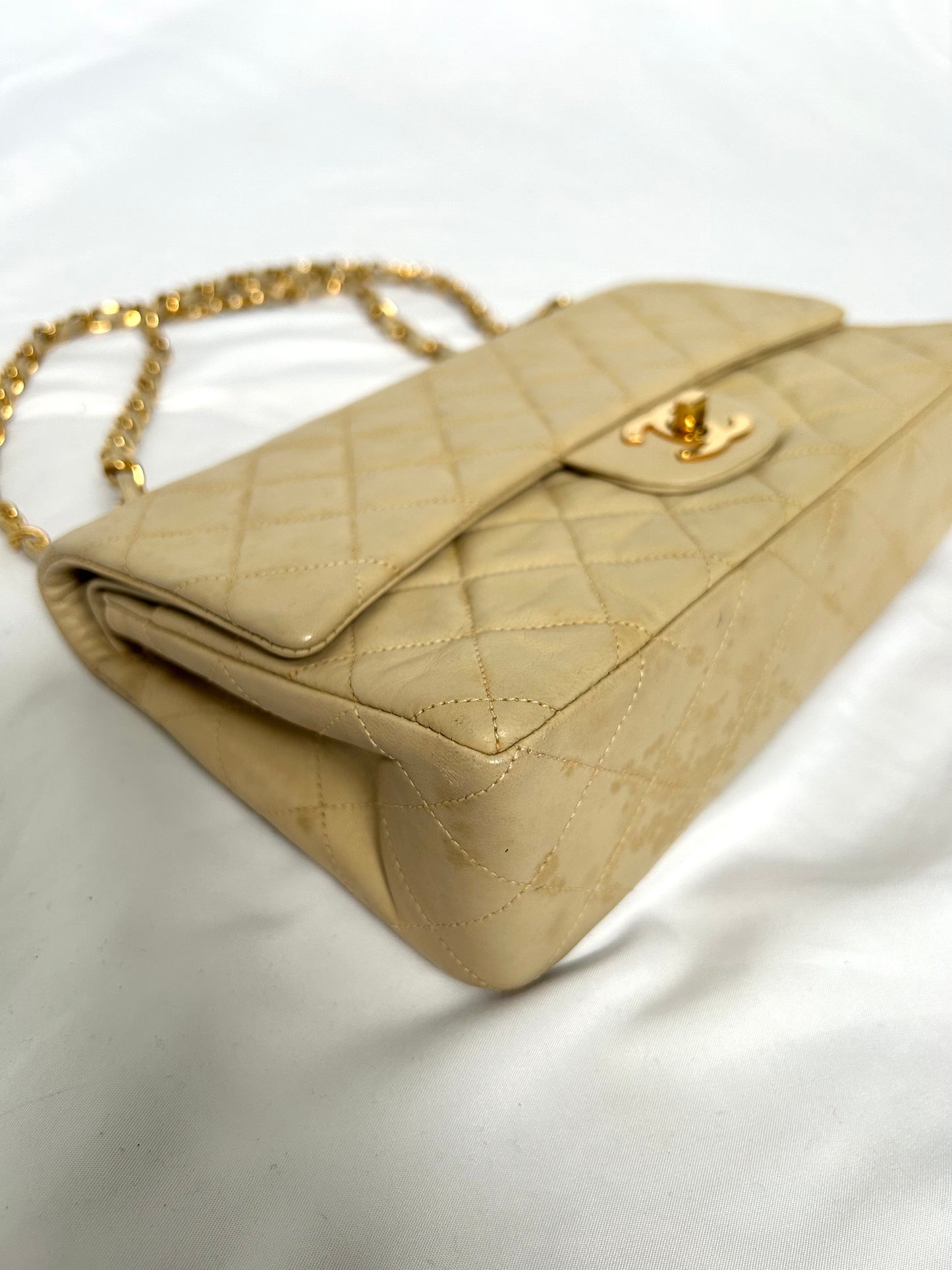 Chanel Beige Lambskin Classic Flap