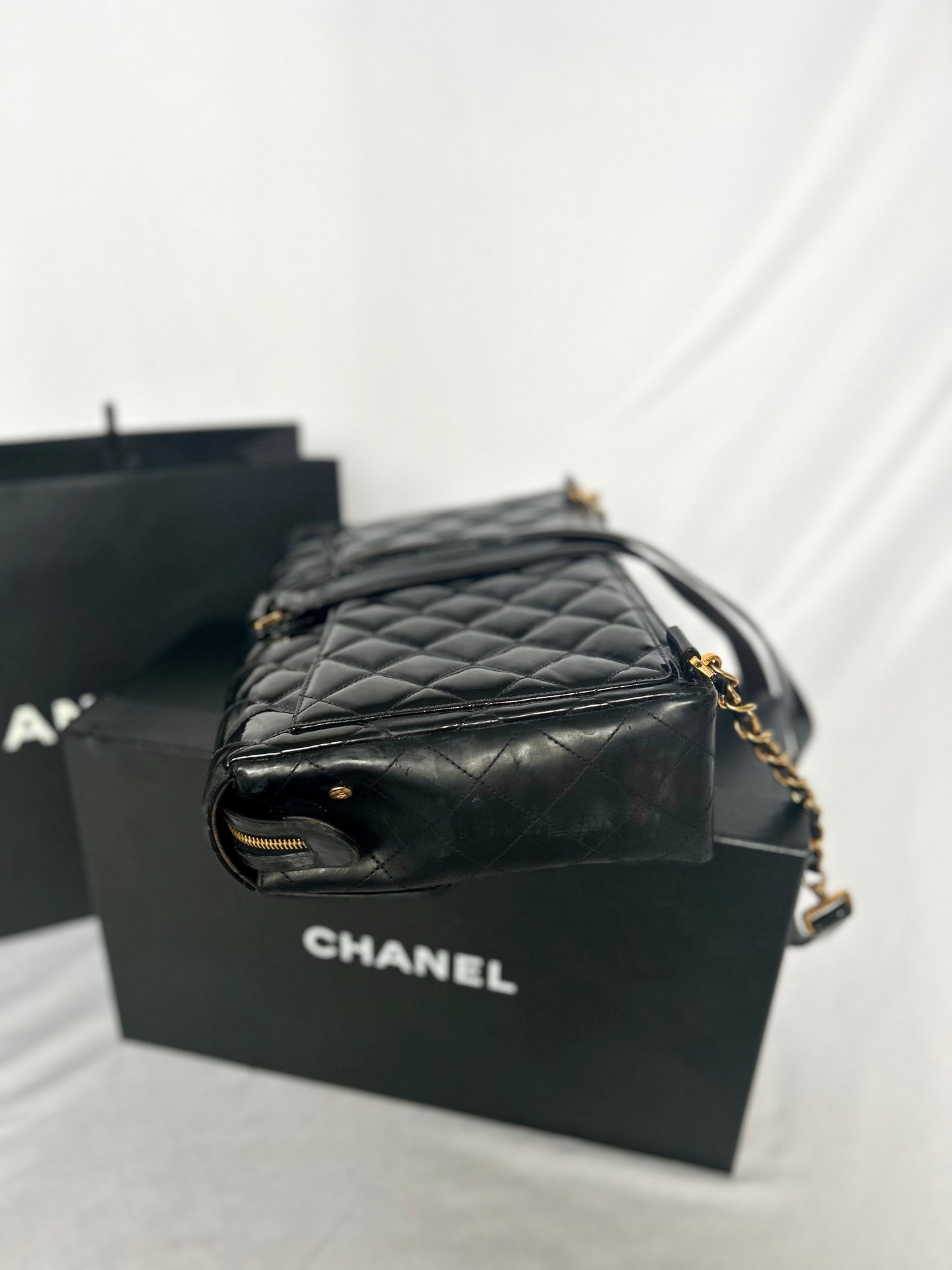 Chanel Patent Leather Jumbo CC Backpack